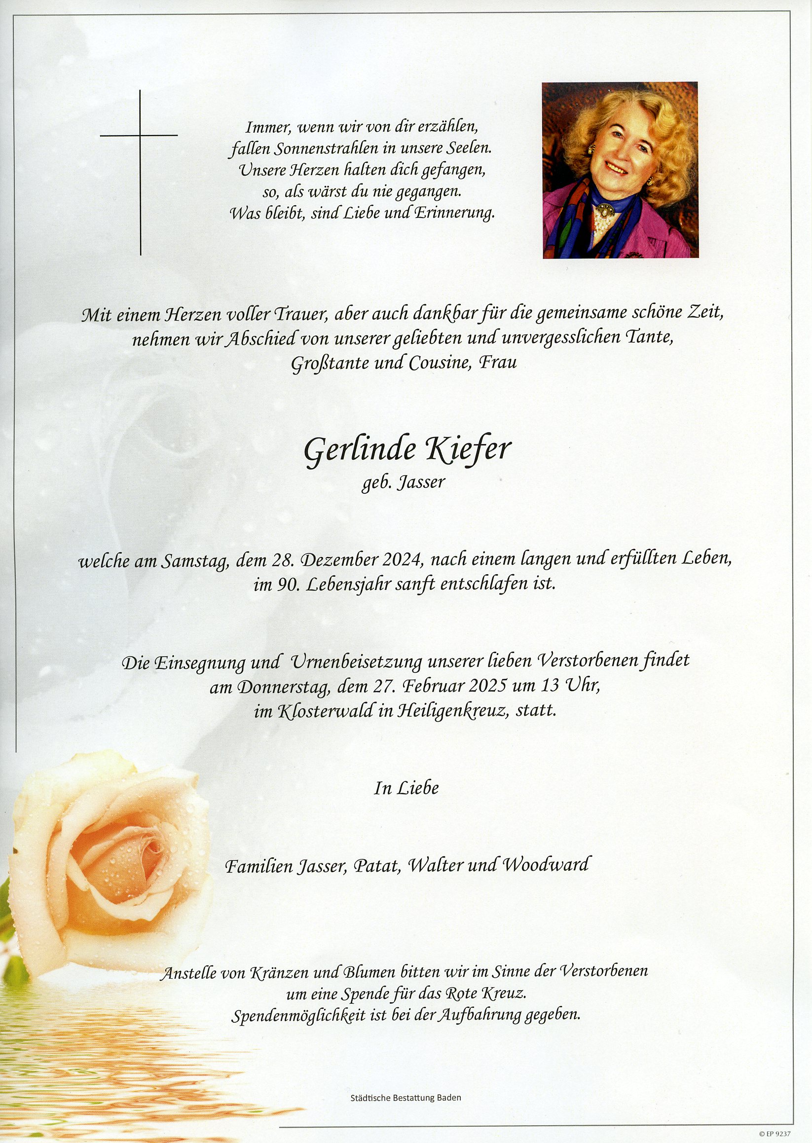 Traueranzeige von Gerlinde Kiefer