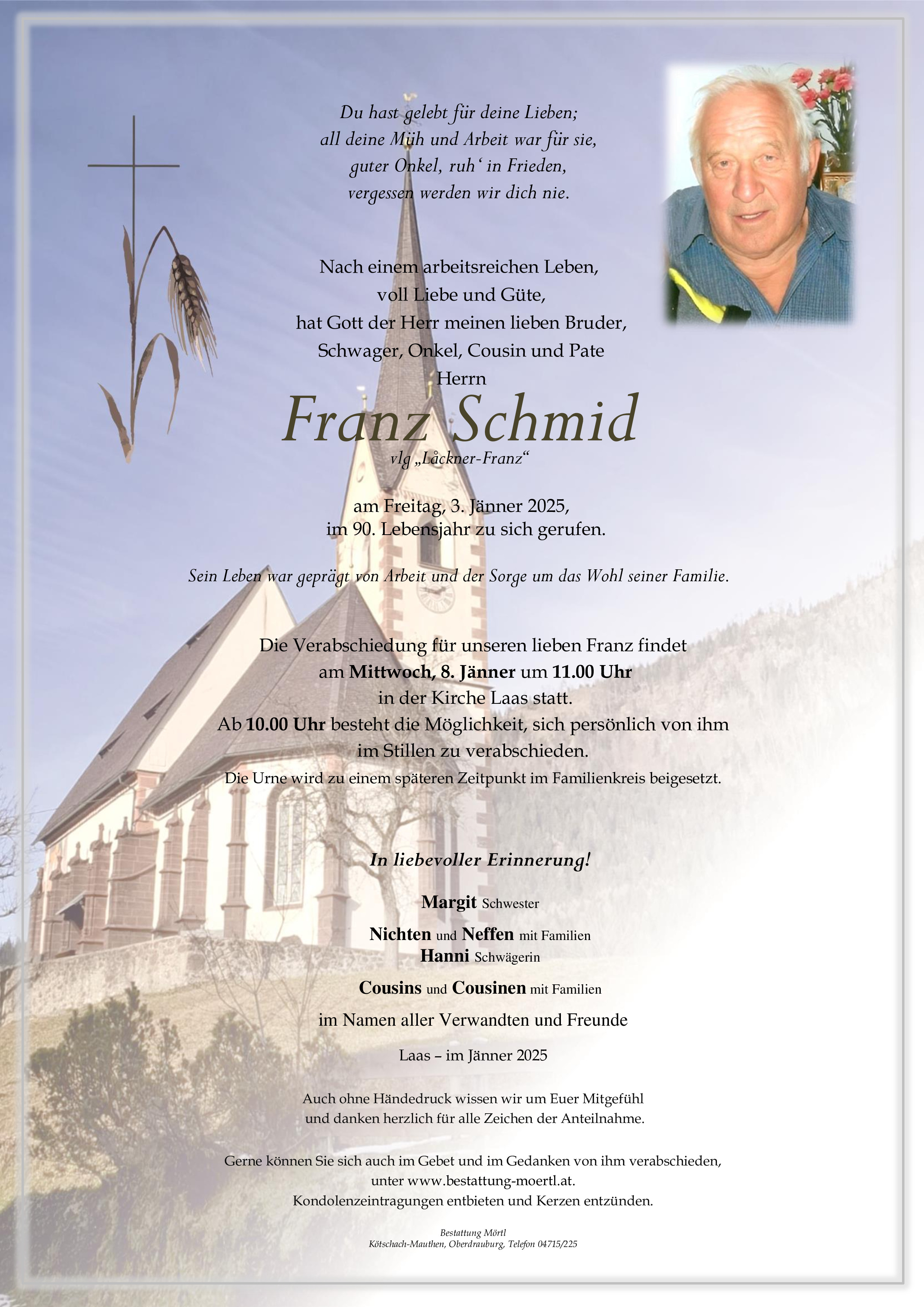 Traueranzeige von Franz Schmid