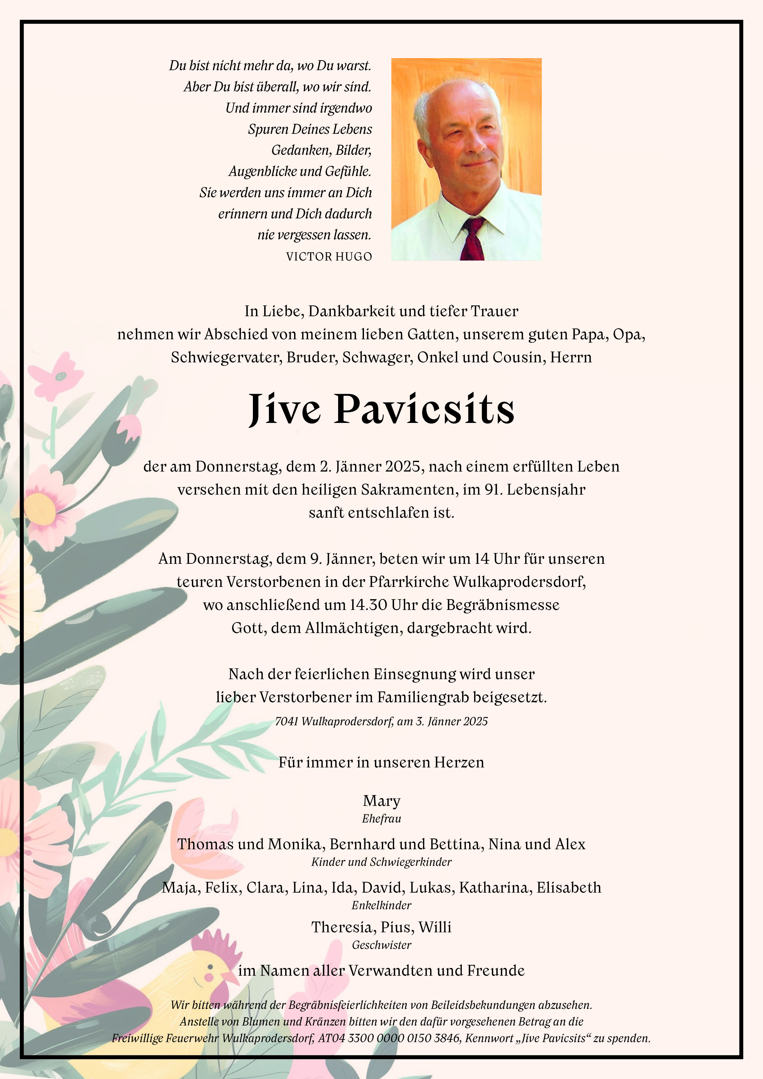 Traueranzeige von Johann Pavicsits