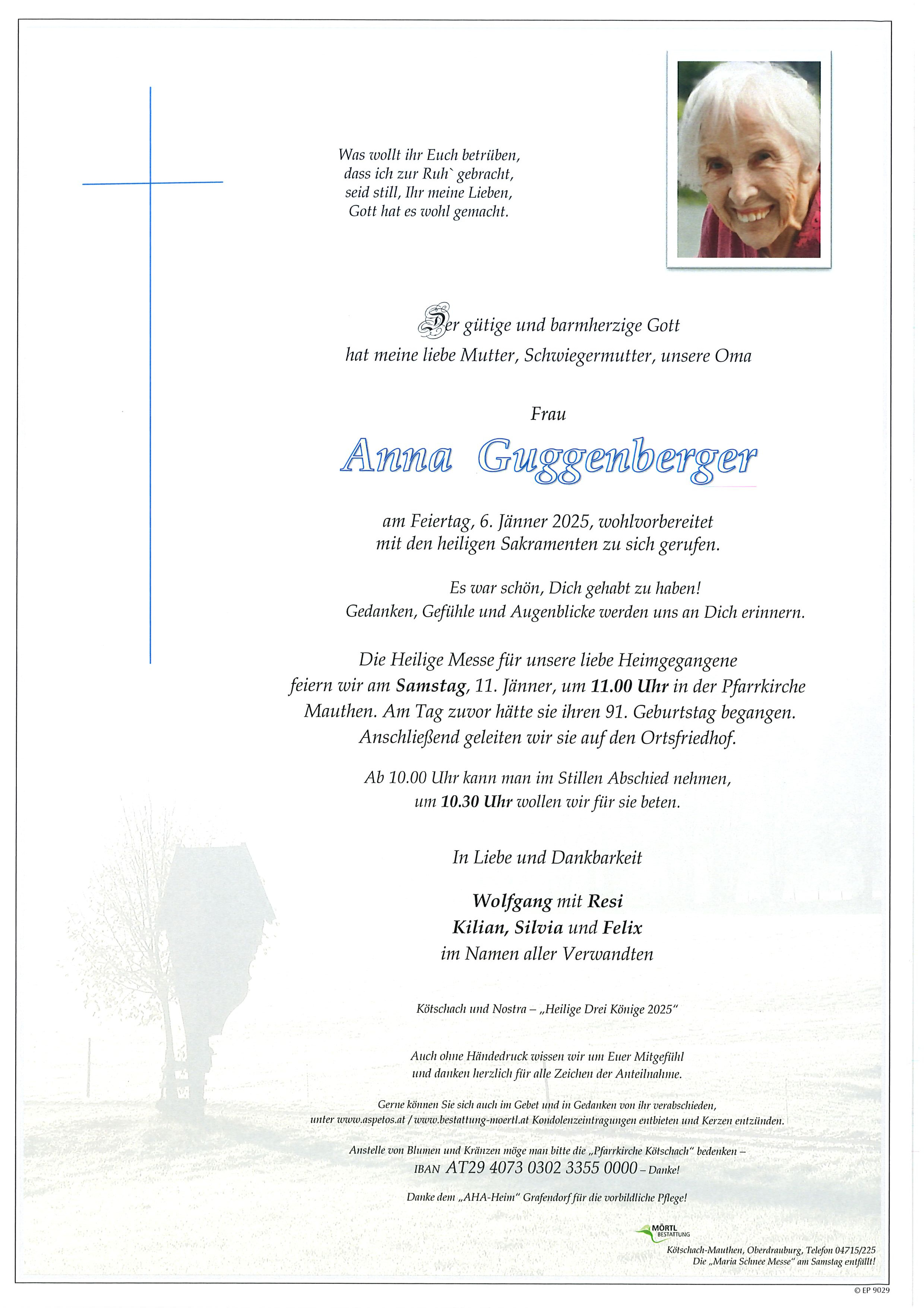 Traueranzeige von Anna Guggenberger
