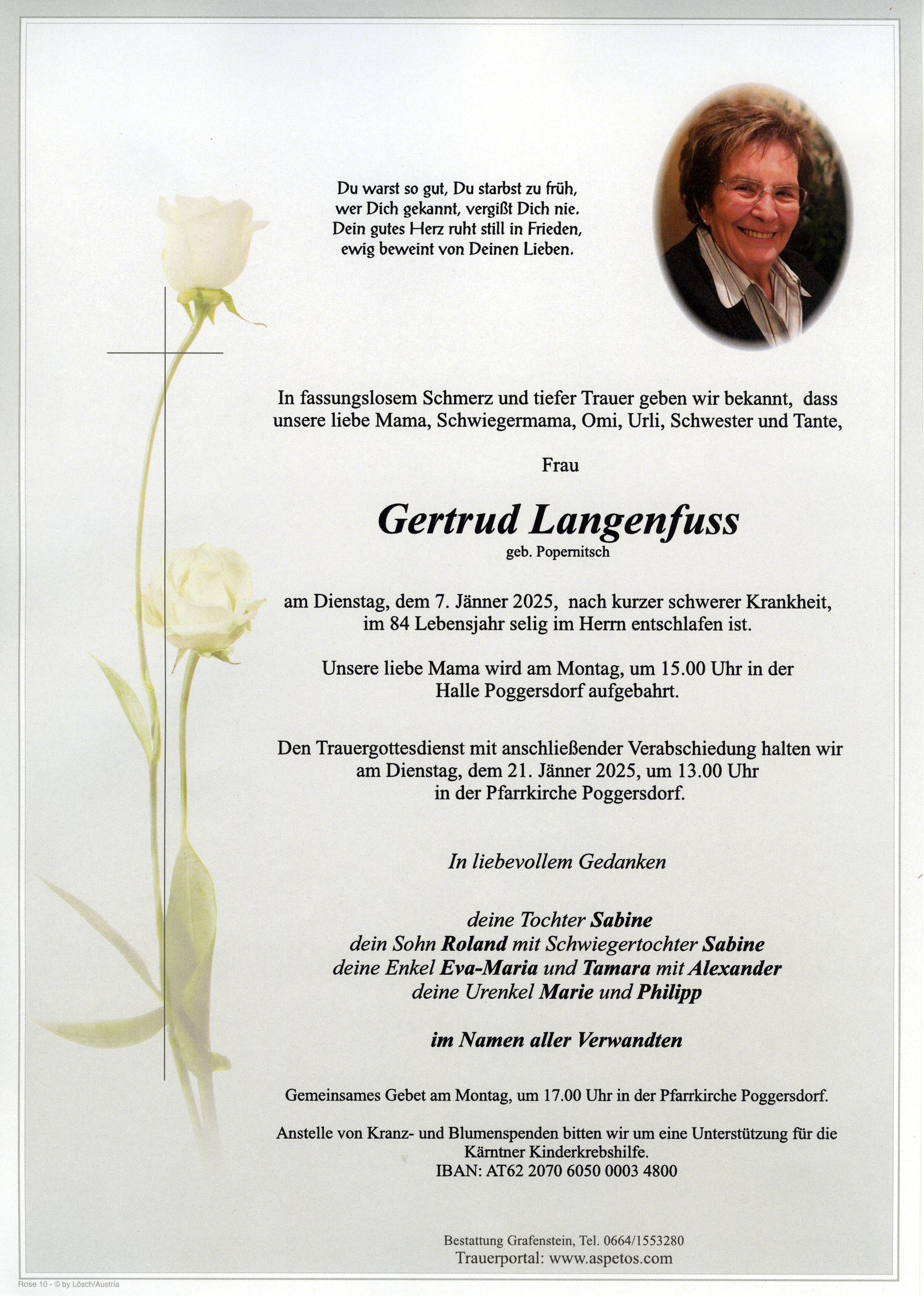 Traueranzeige von Gertrud Langenfuss