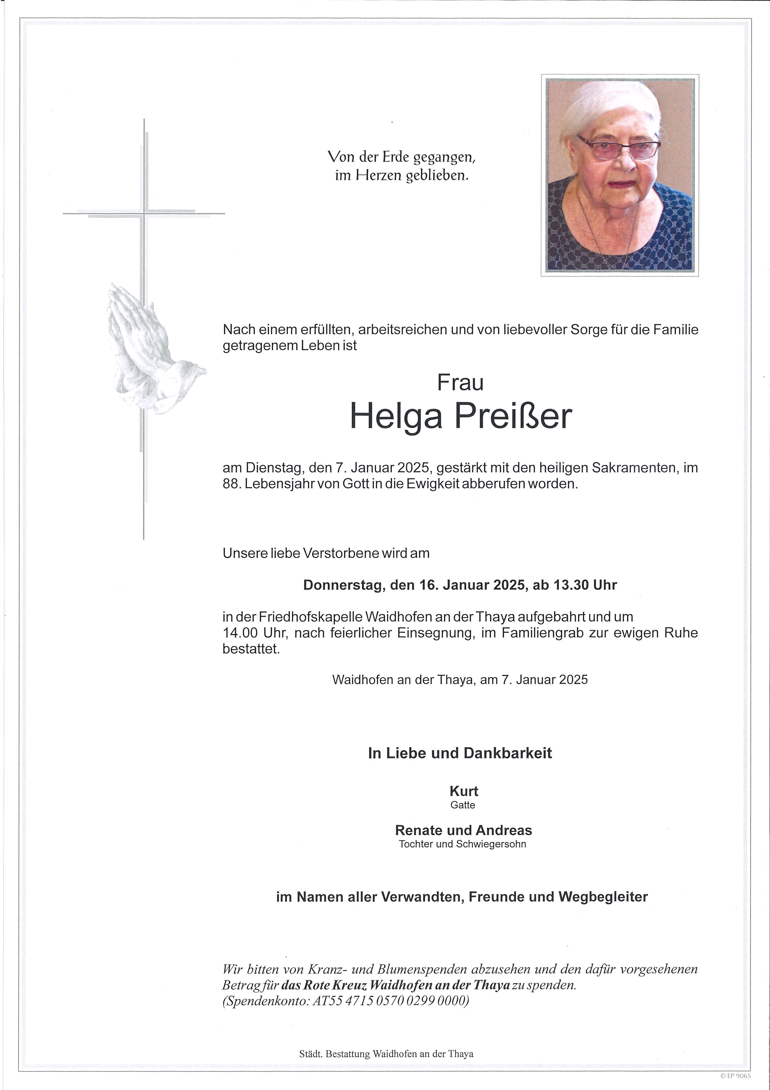 Traueranzeige von Helga Preißer