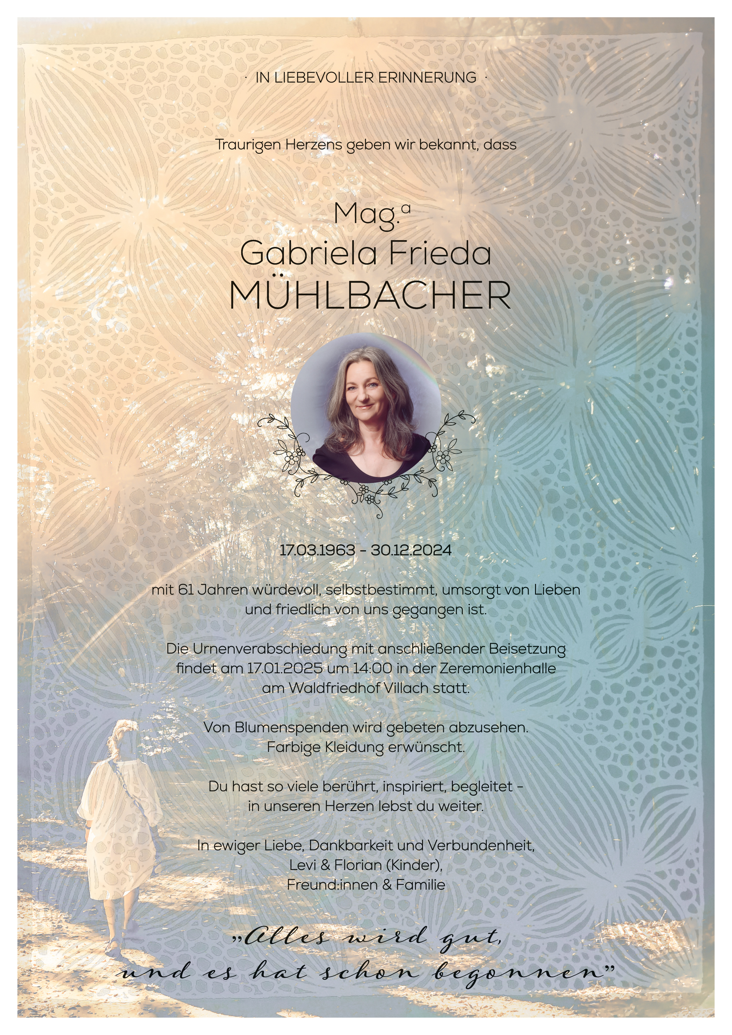 Traueranzeige von Mag.a Gabriela Frieda Mühlbacher
