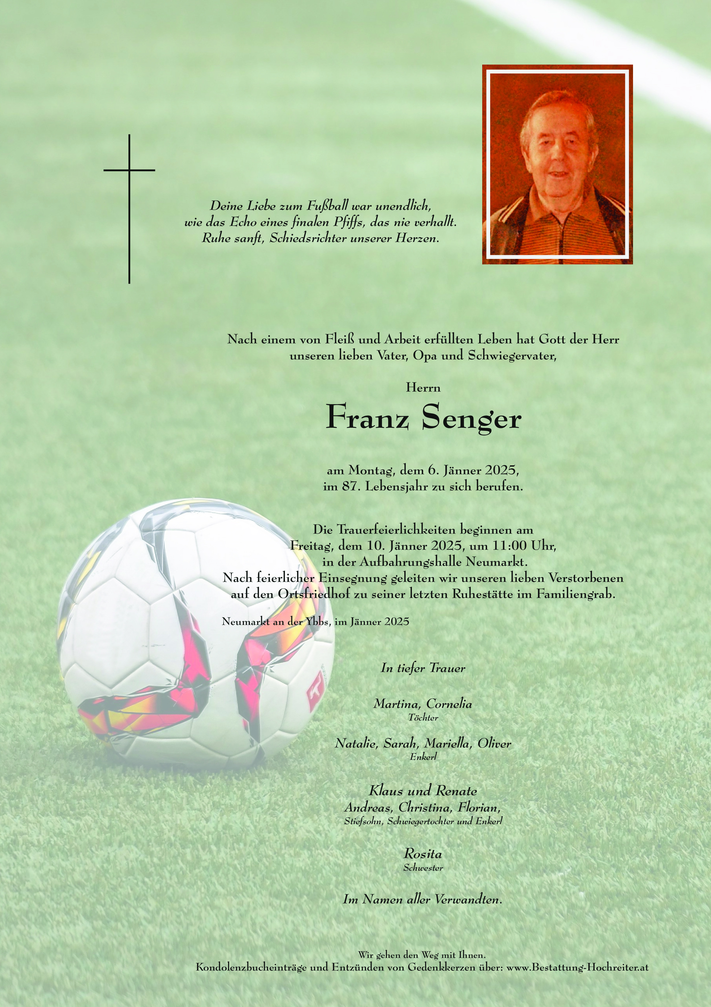 Traueranzeige von Franz Senger