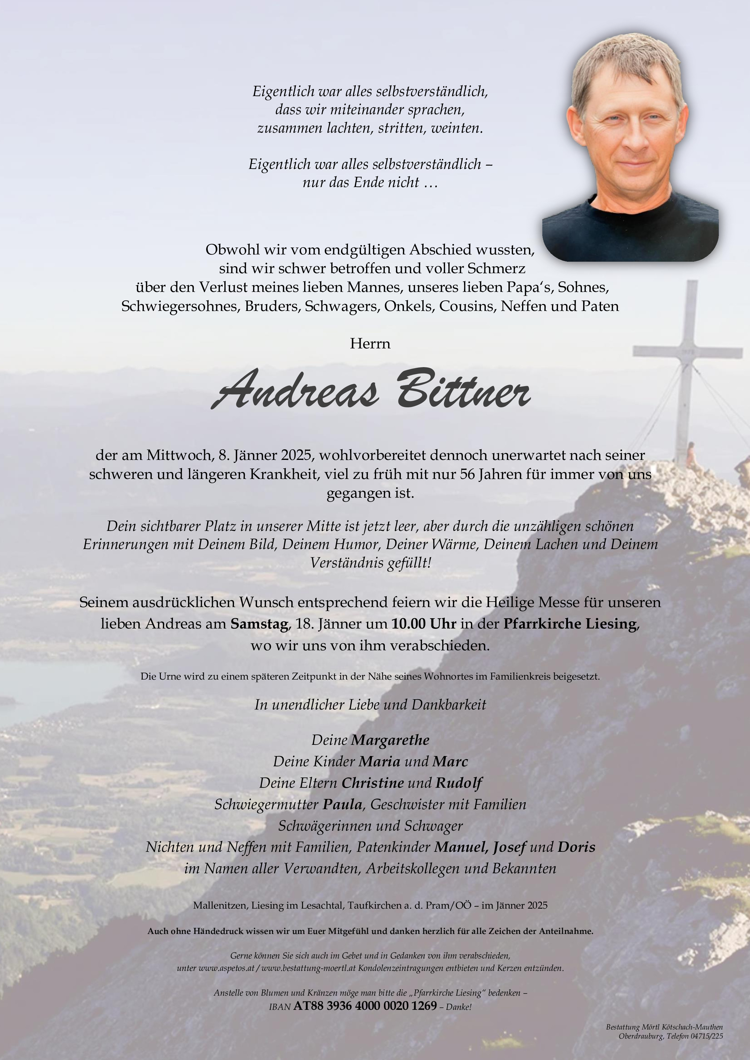Traueranzeige von Andreas Bittner