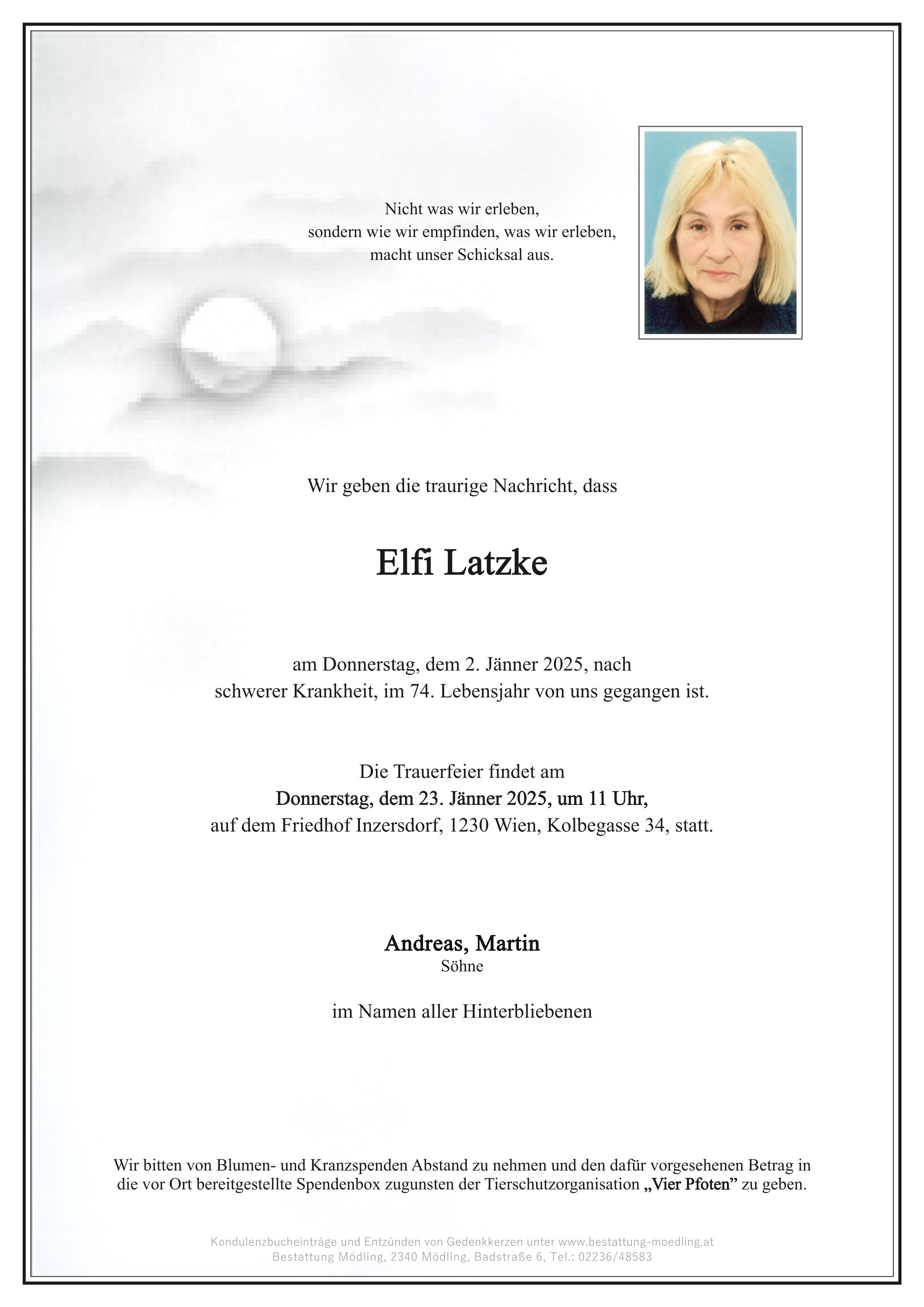 Traueranzeige von Elfi Latzke