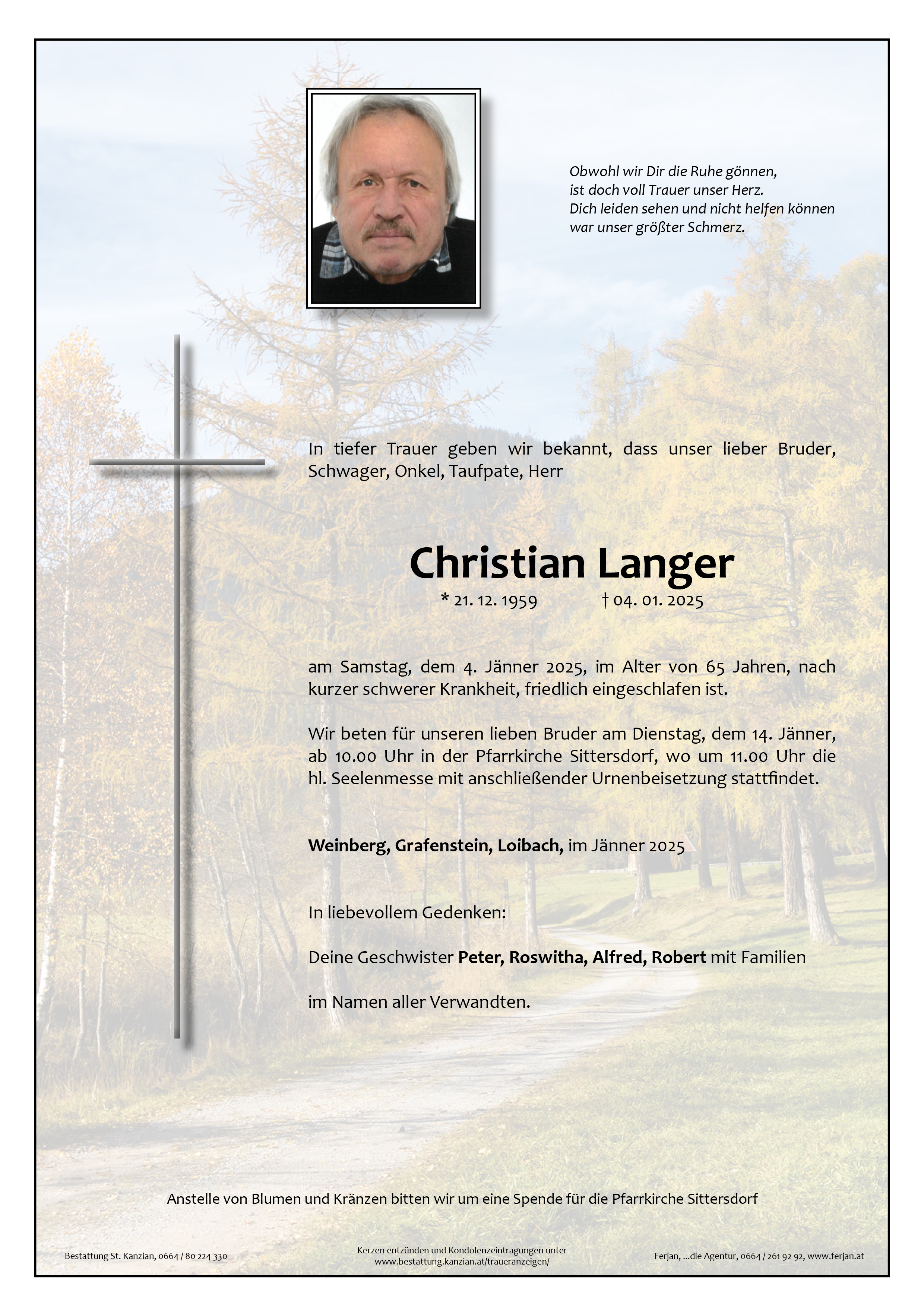 Traueranzeige von Christian Langer