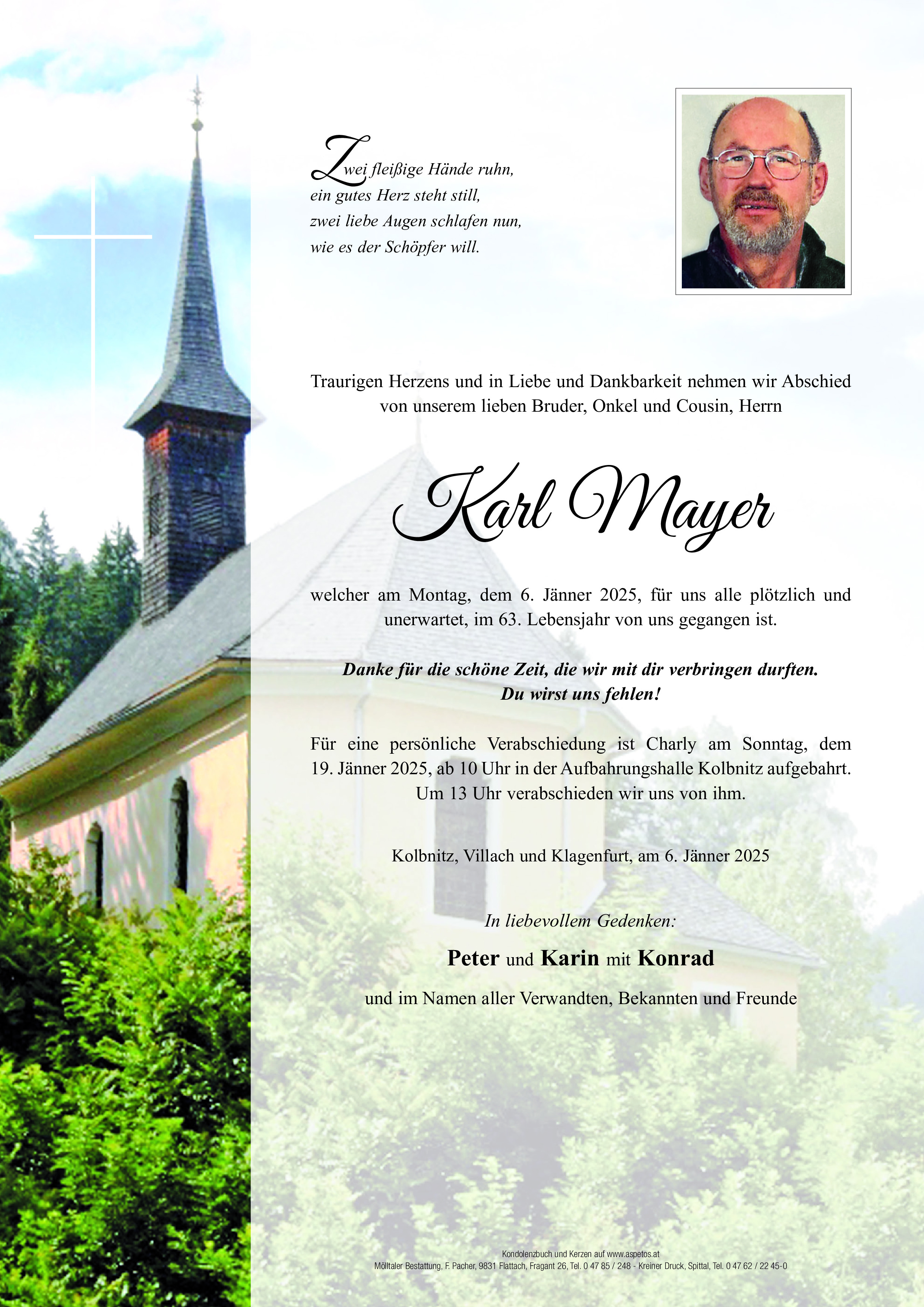 Traueranzeige von Karl Heinz Mayer