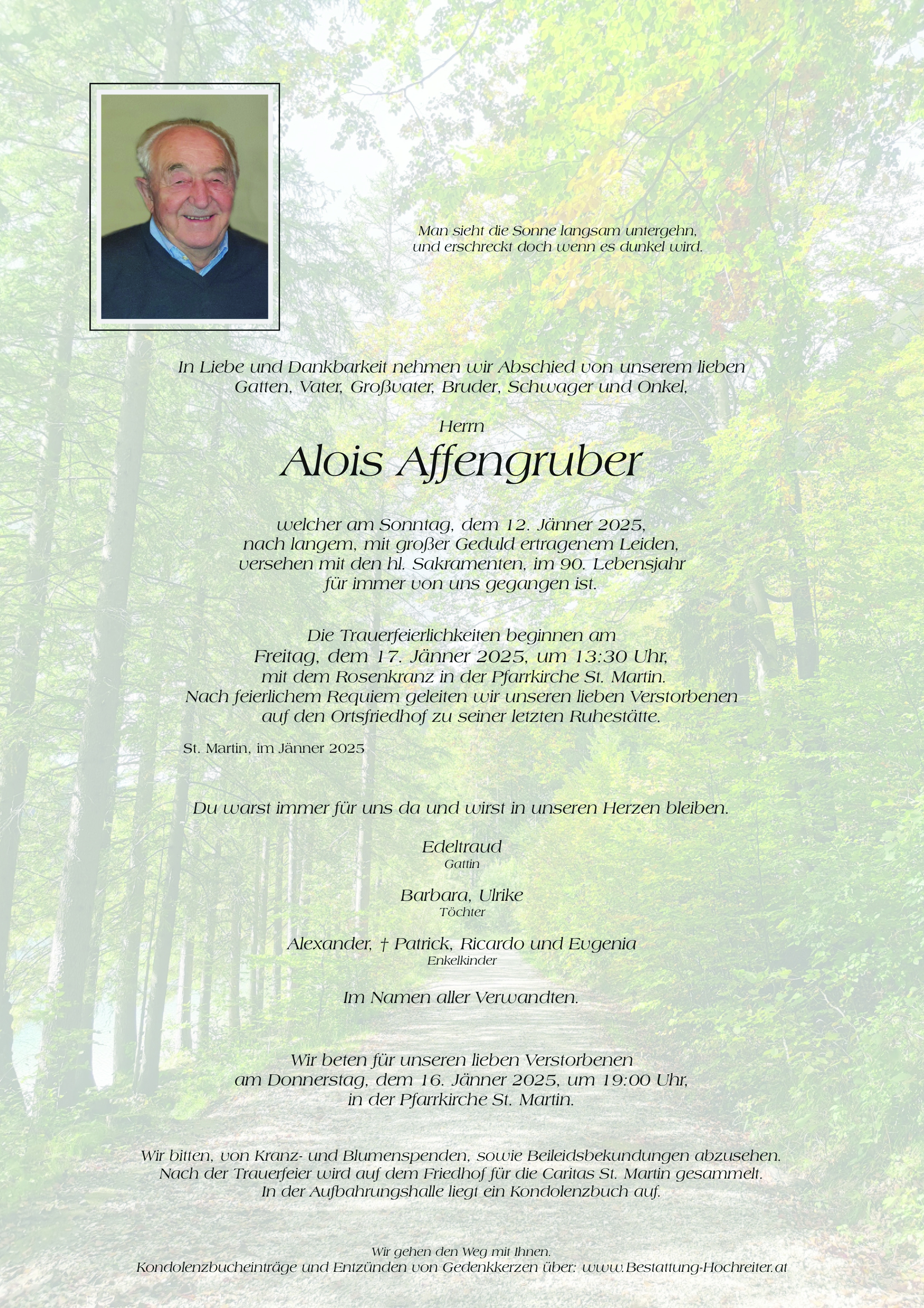 Traueranzeige von Alois Affengruber