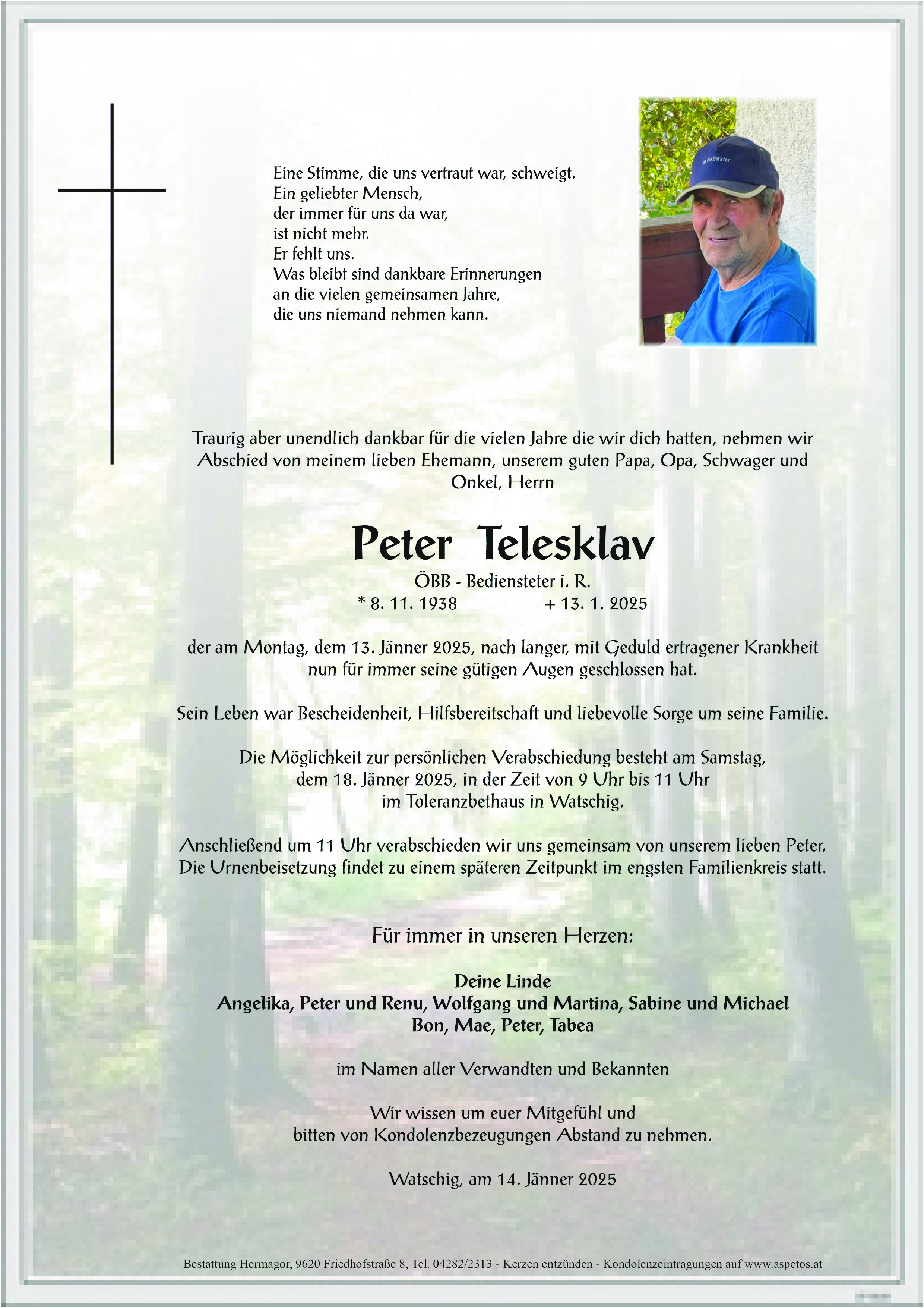 Traueranzeige von Peter Telesklav