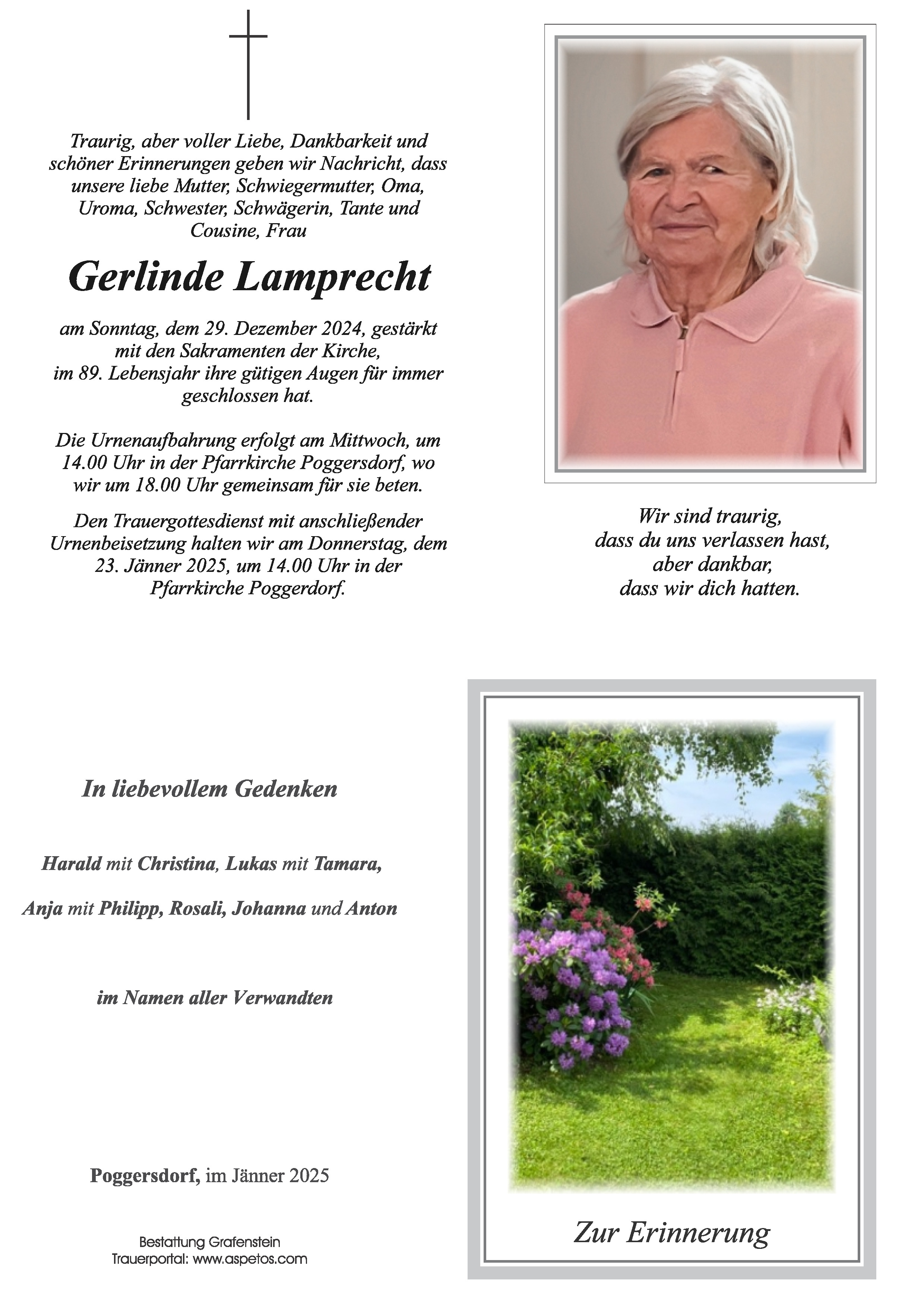 Traueranzeige von Gerlinde Lamprecht
