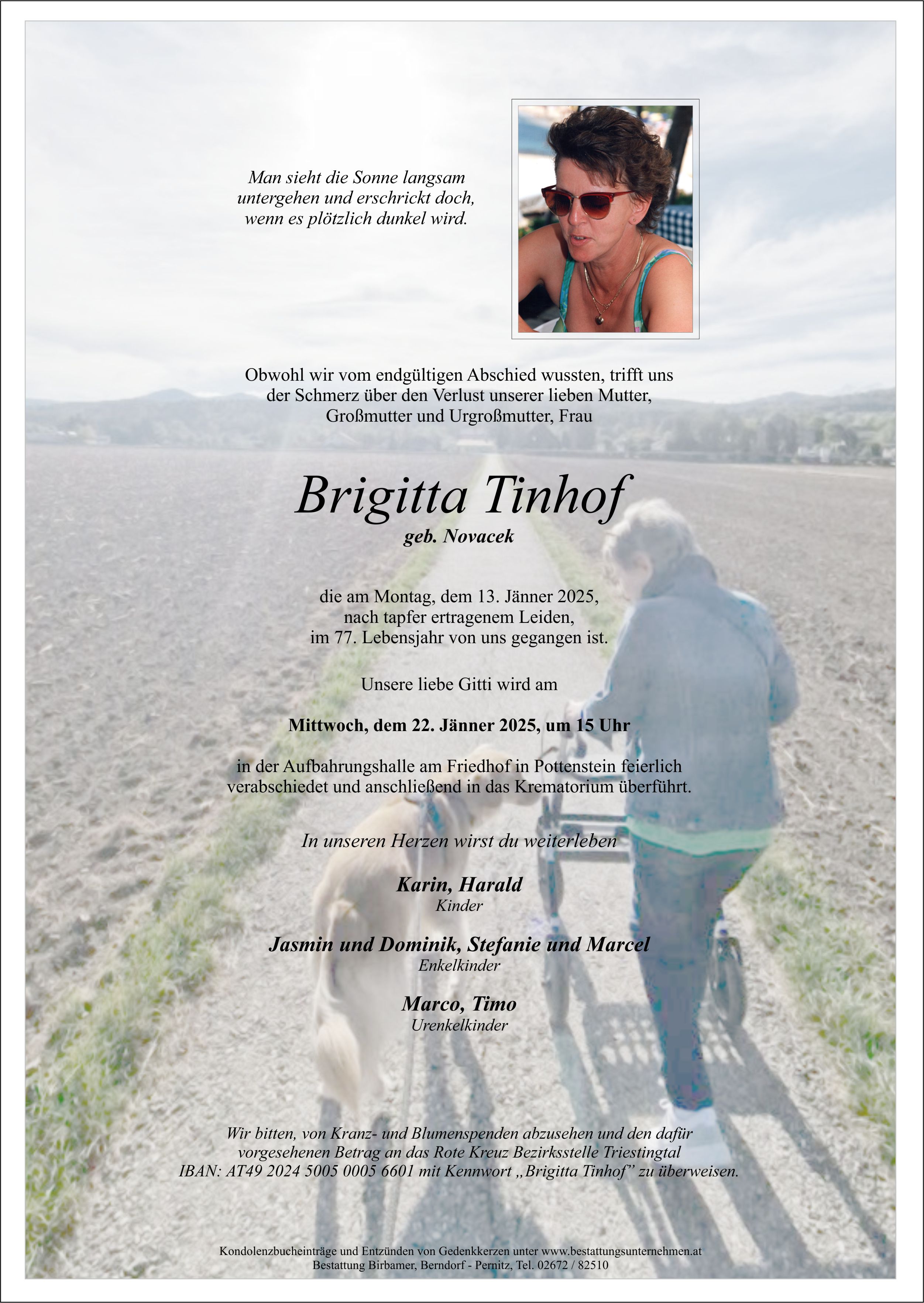 Traueranzeige von Brigitta Tinhof