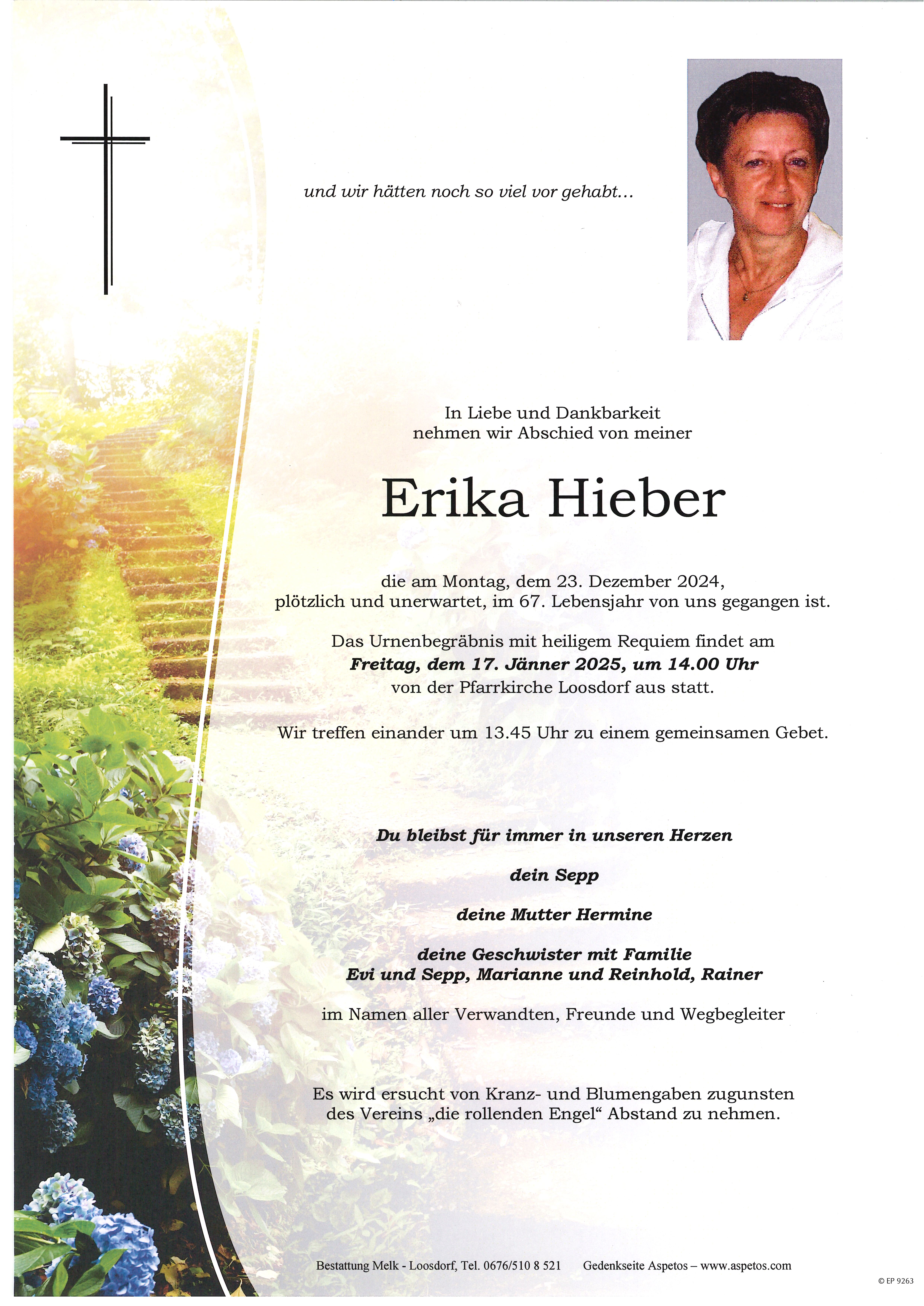 Traueranzeige von Erika Hieber