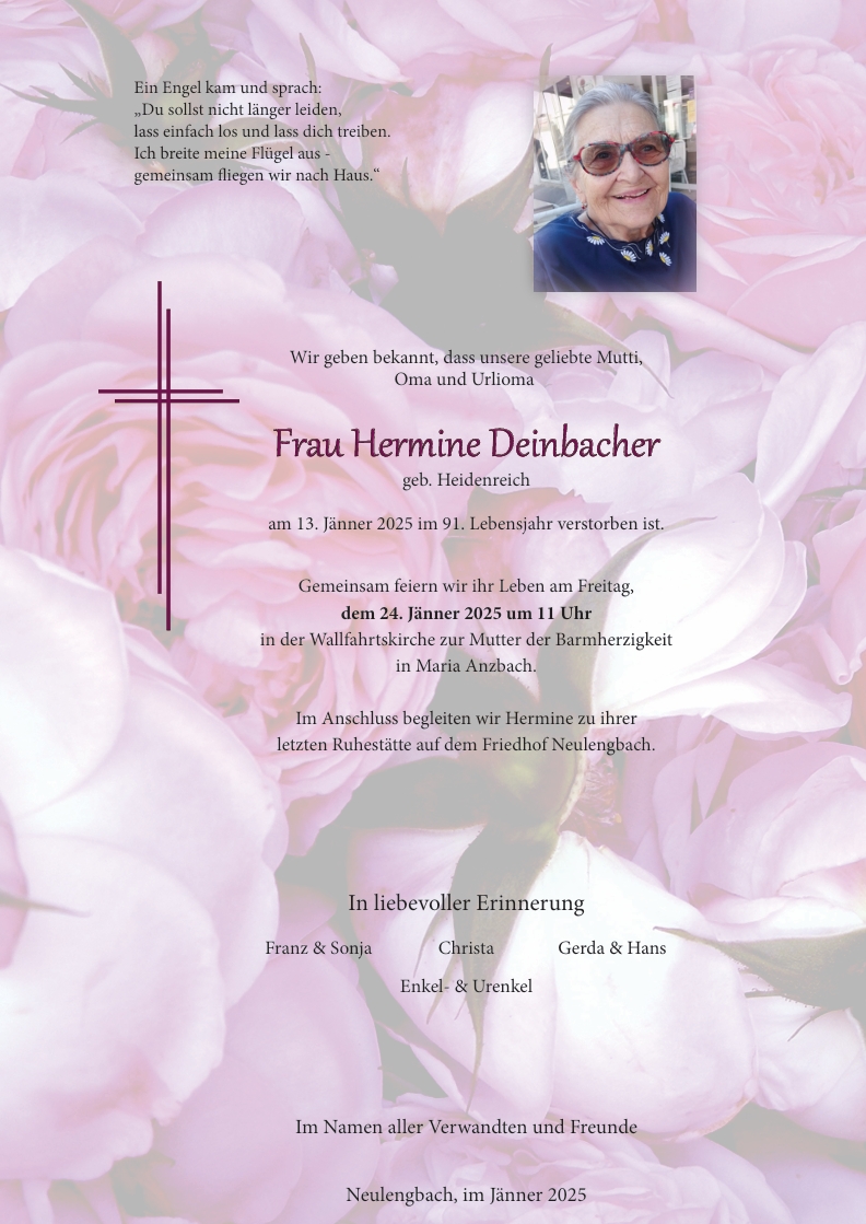Traueranzeige von Hermine Deinbacher