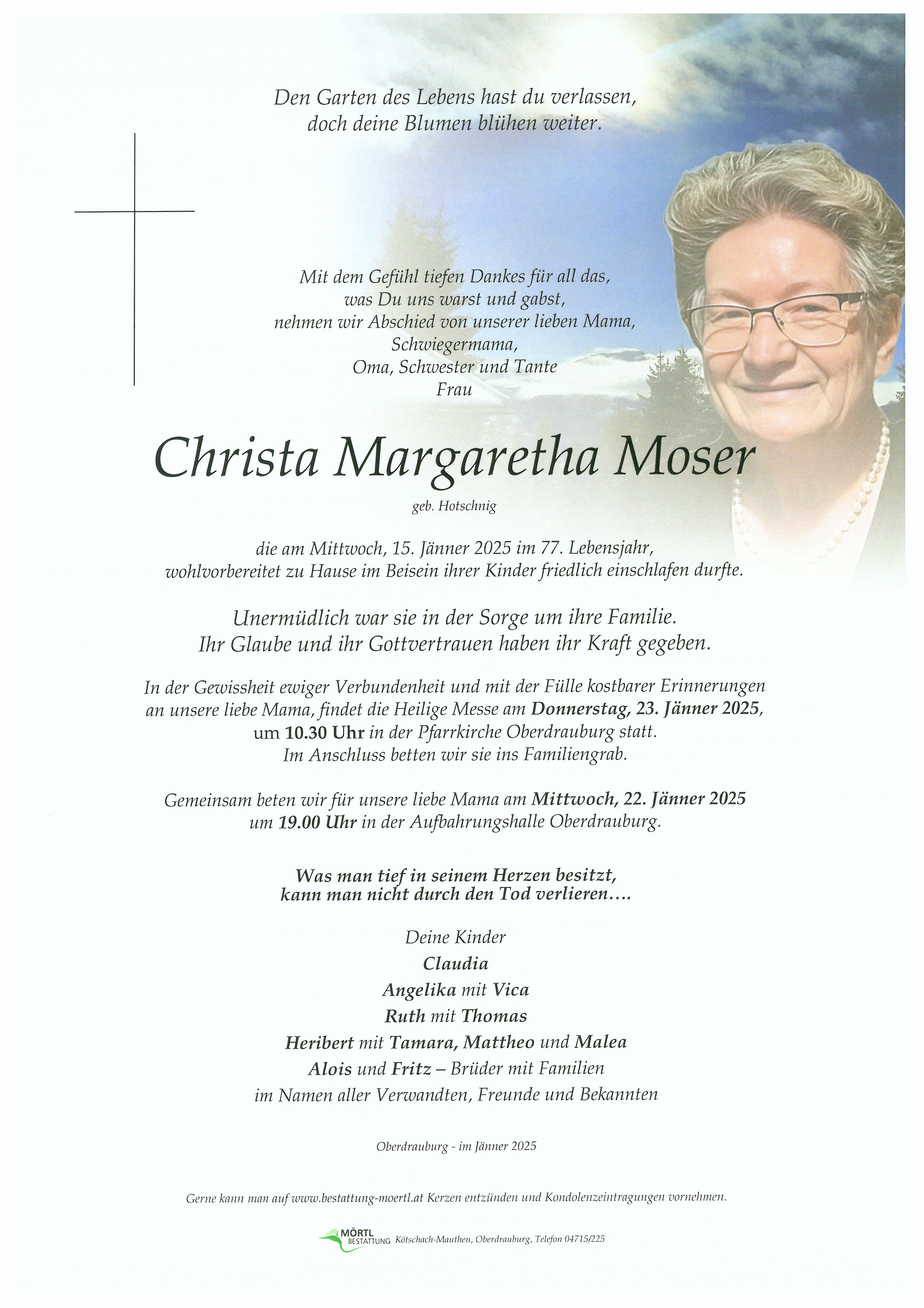 Traueranzeige von Christa Moser
