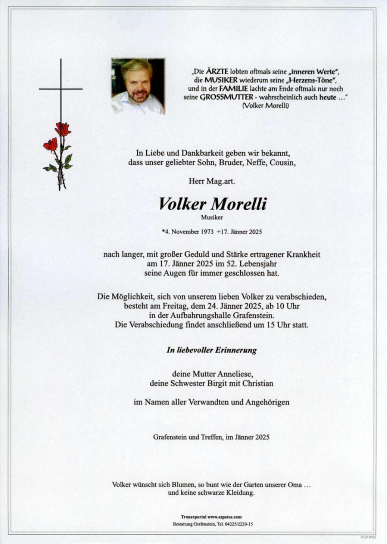 Traueranzeige von Mag. art. Volker Morelli