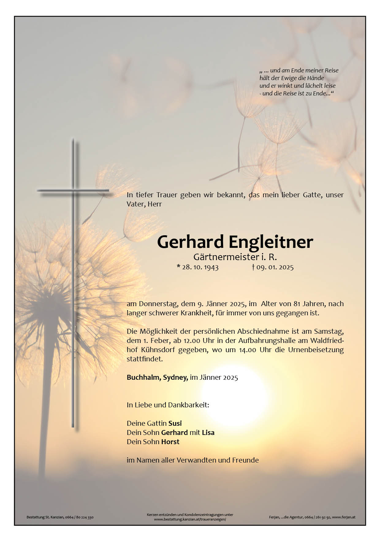 Traueranzeige von Gerhard Engleitner