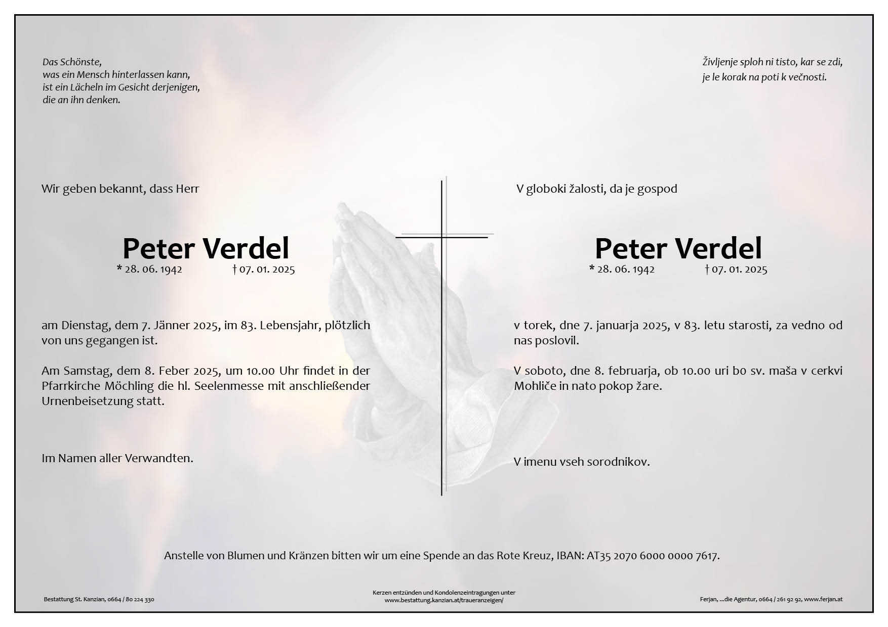 Traueranzeige von Peter Verdel