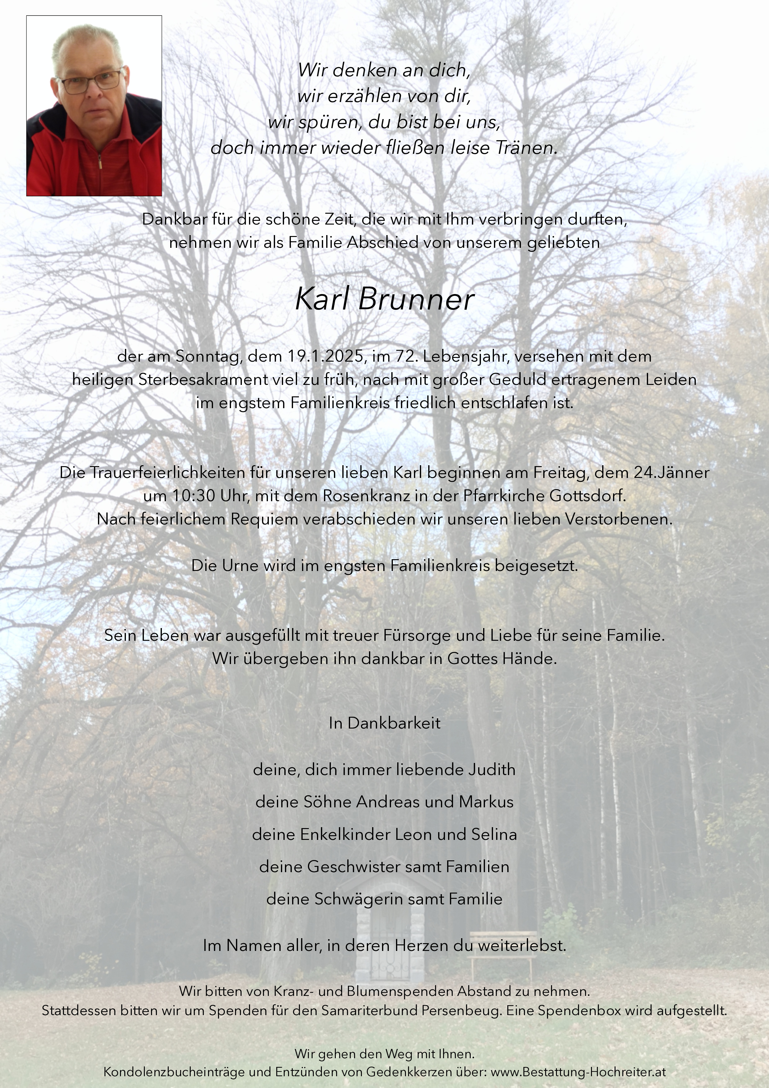 Traueranzeige von Karl Brunner