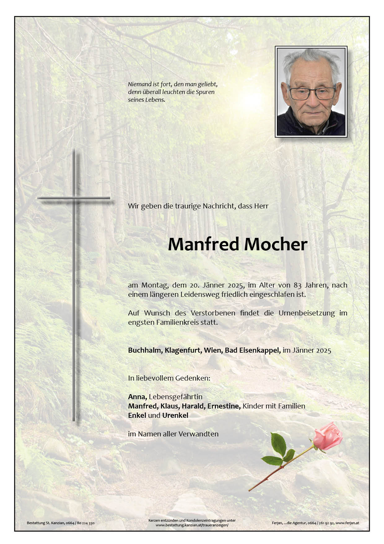 Traueranzeige von Manfred Mocher