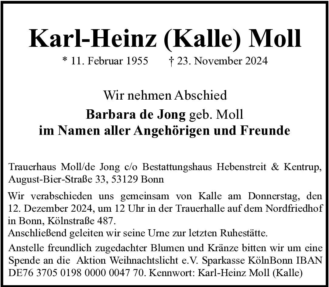 Traueranzeige von Karl-Heinz Moll