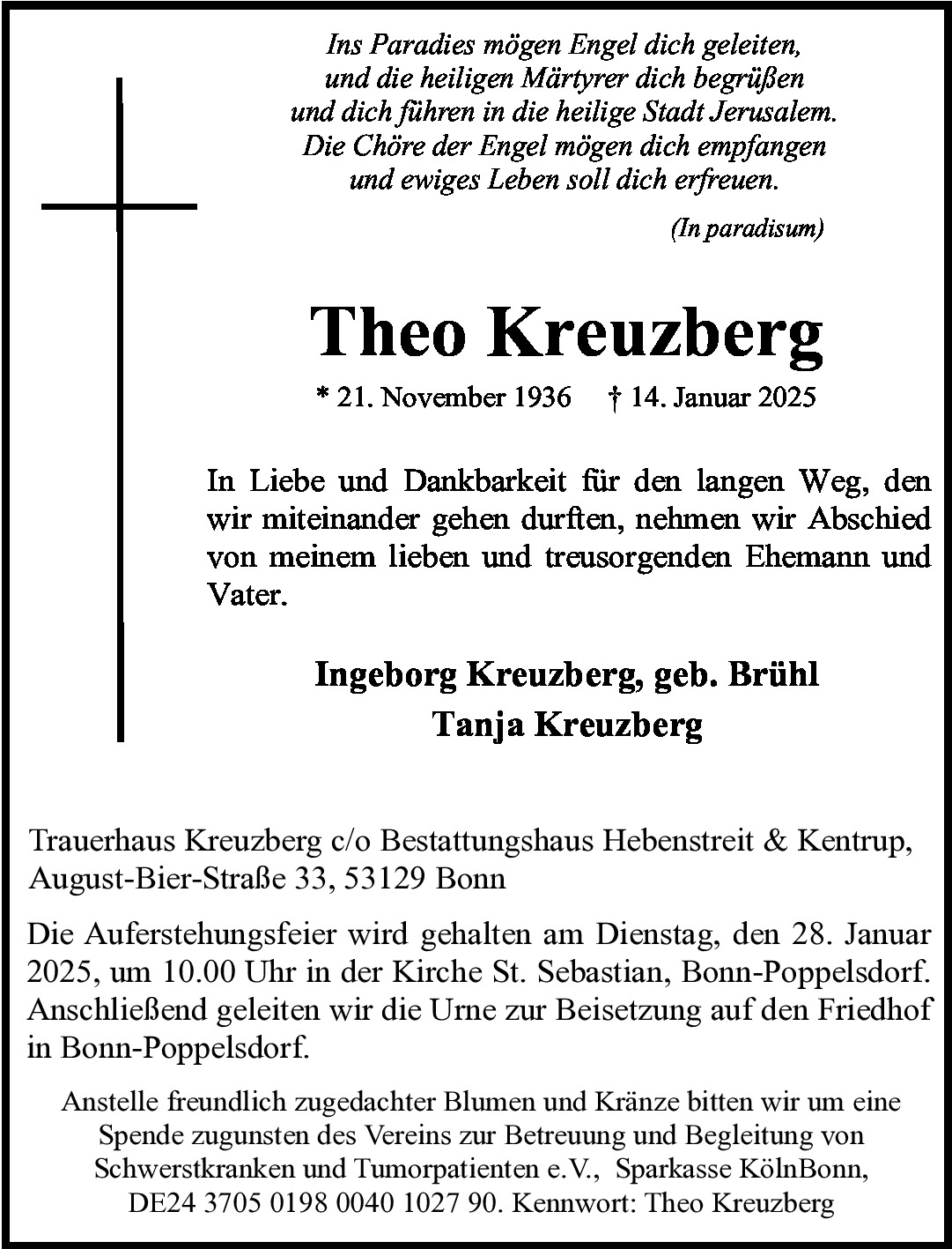 Traueranzeige von Theo Kreuzberg