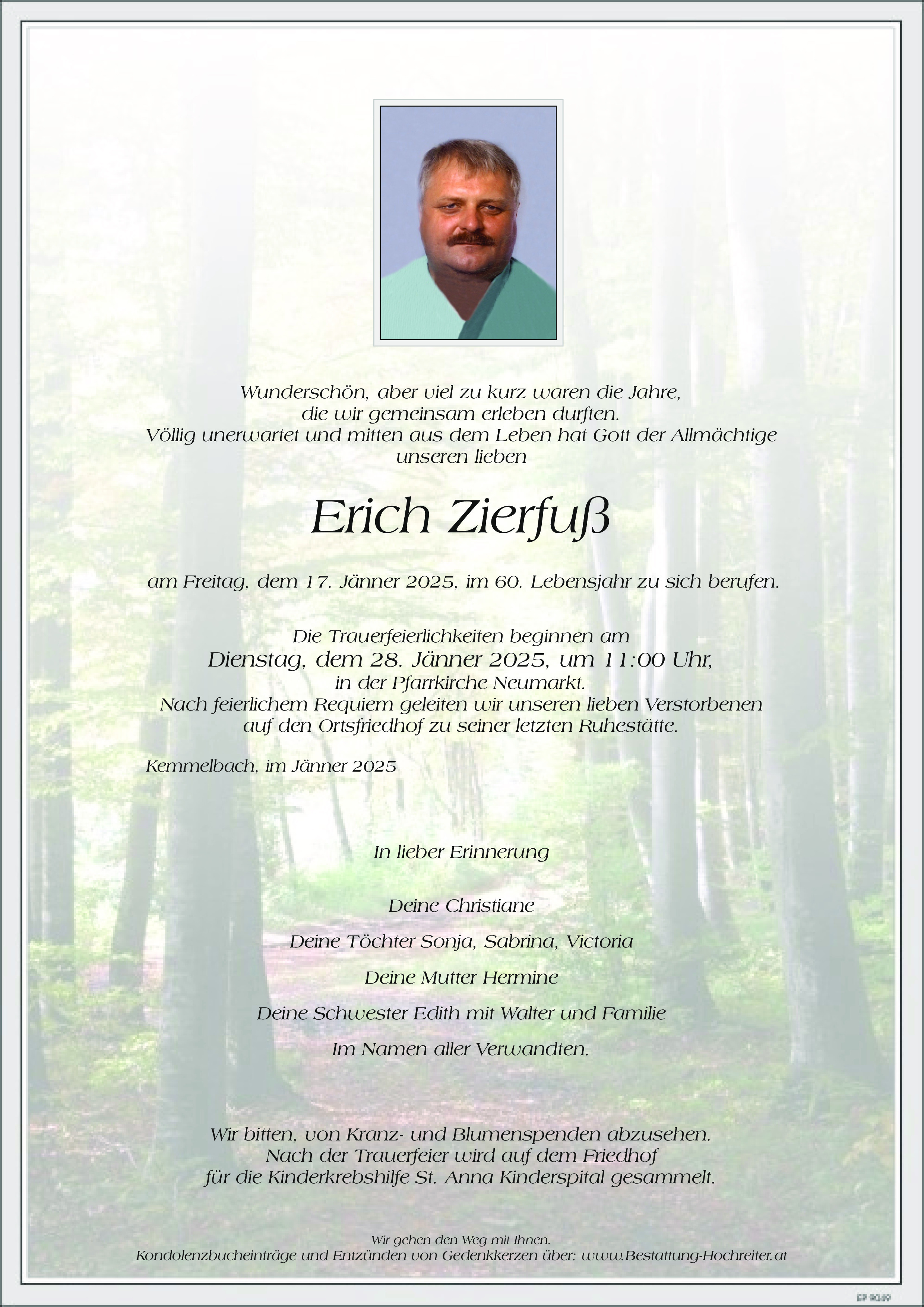 Traueranzeige von Erich Zierfuß