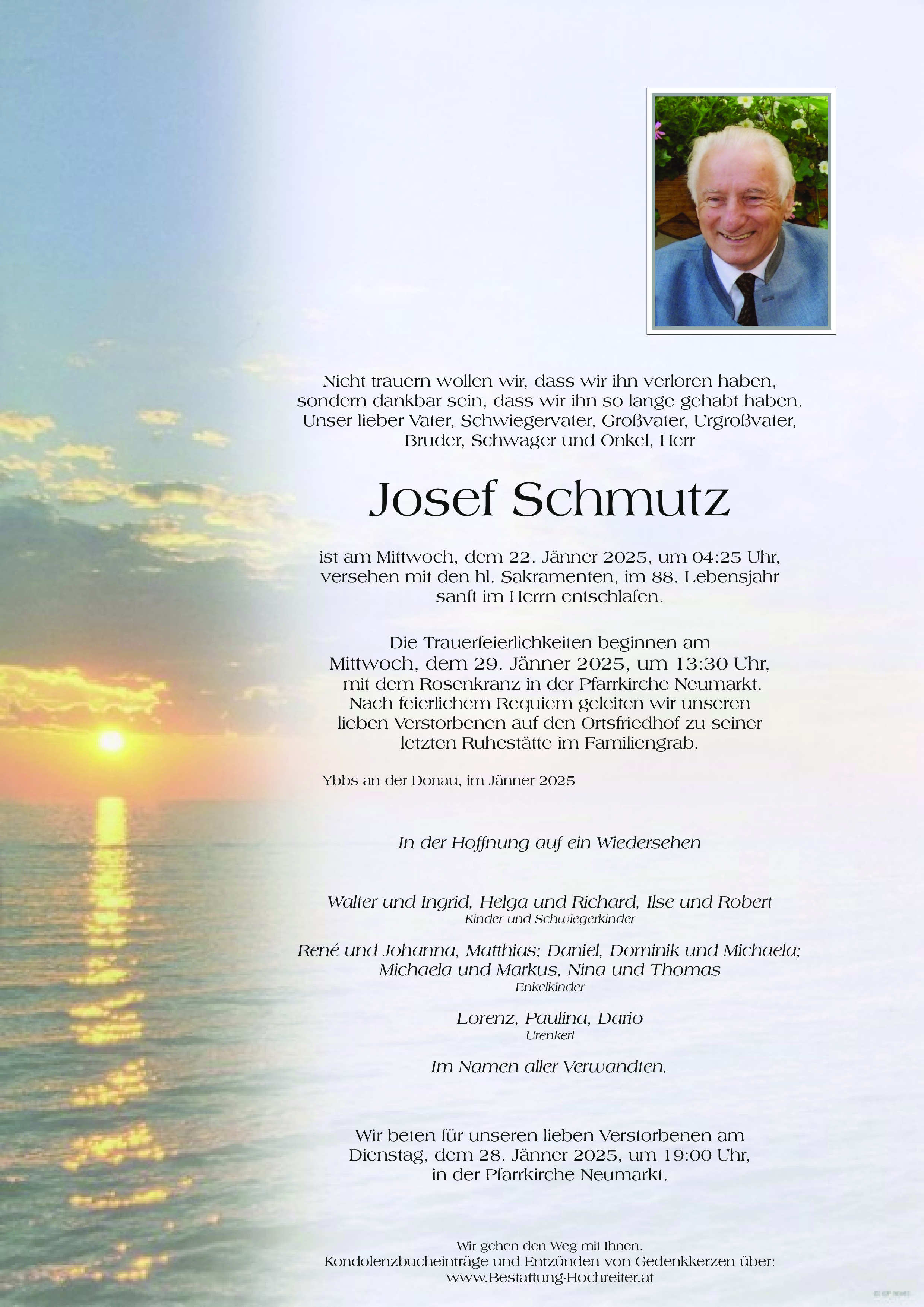 Traueranzeige von Josef Schmutz