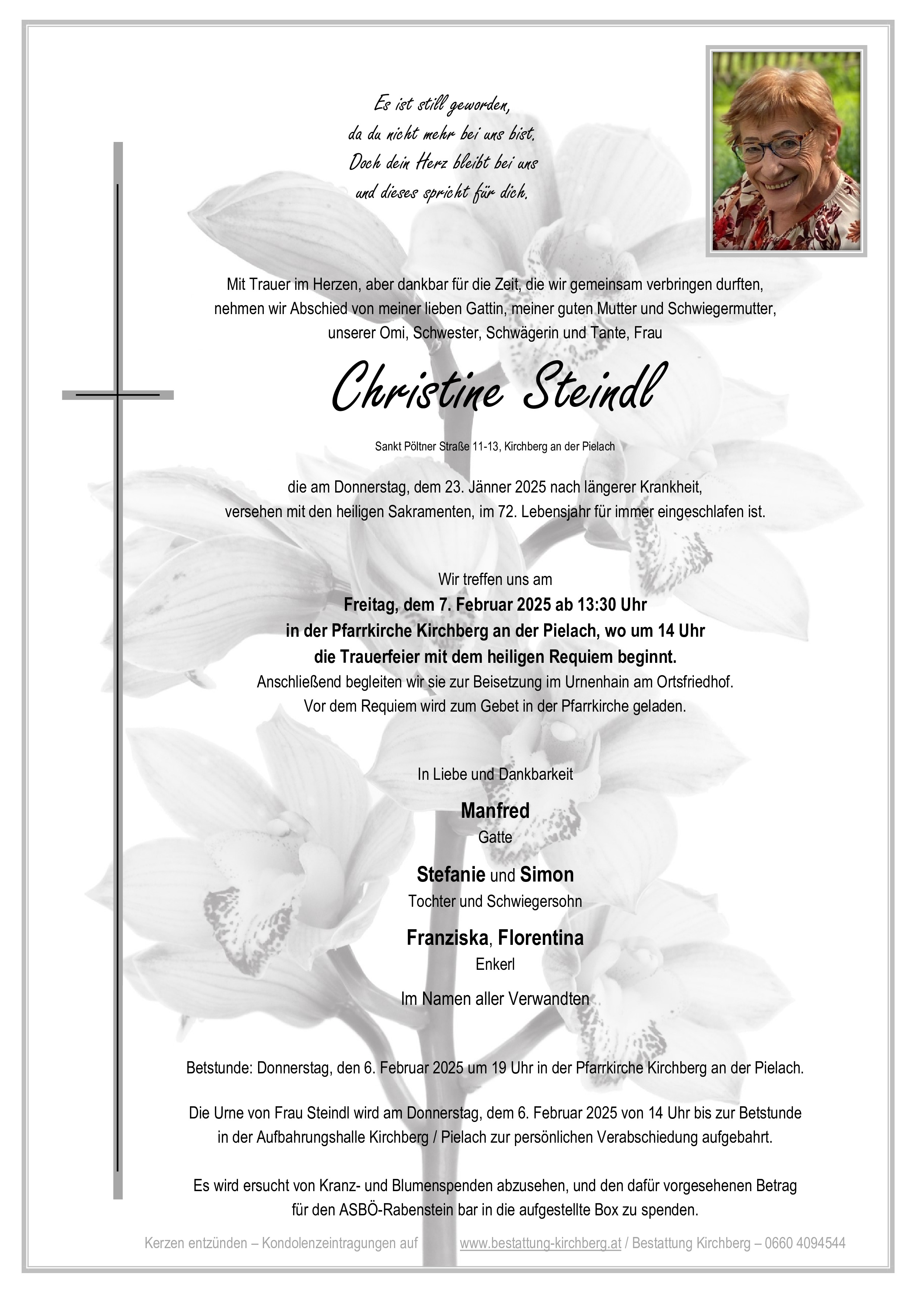 Traueranzeige von Christine Steindl
