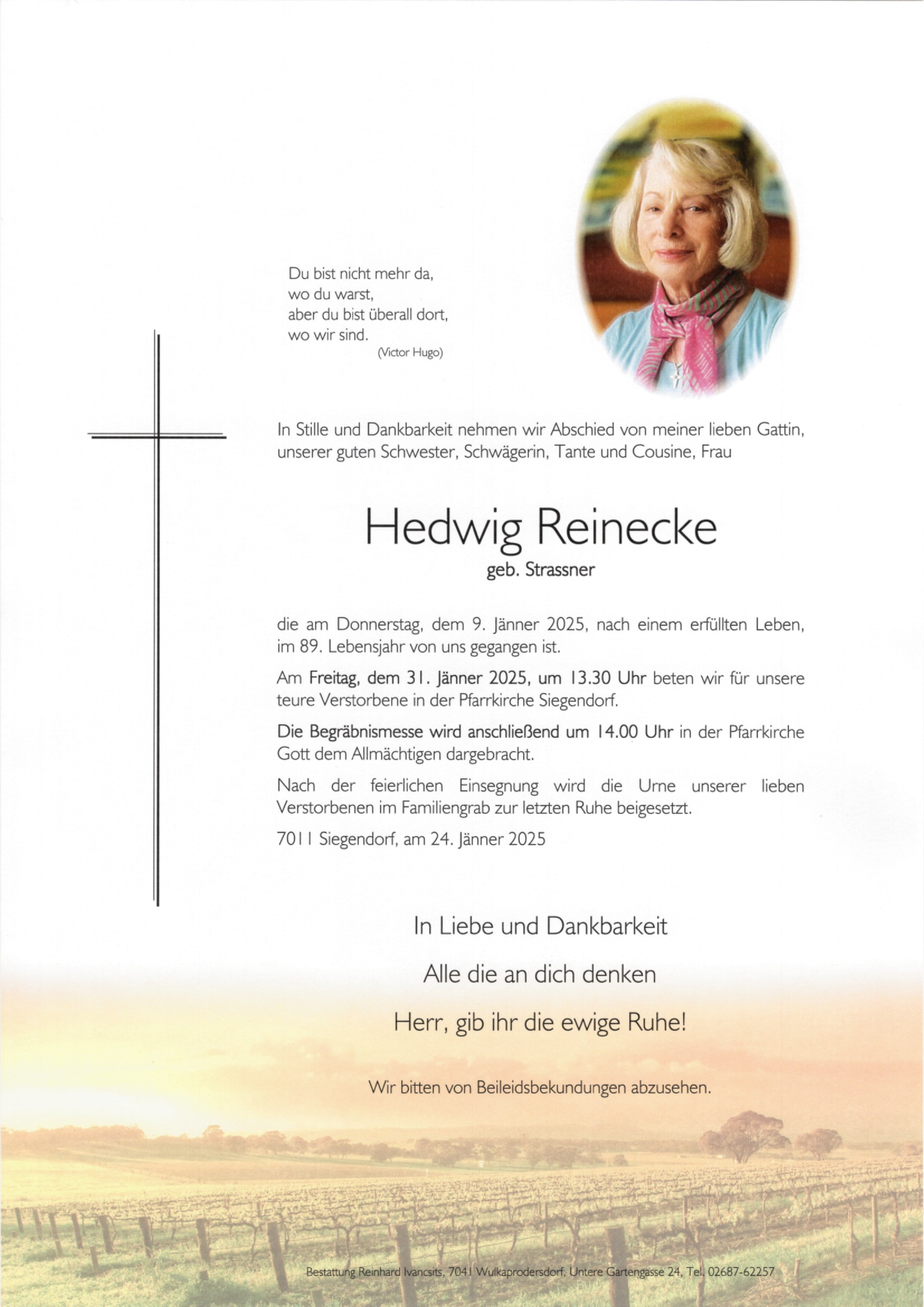 Traueranzeige von Hedwig Reinecke