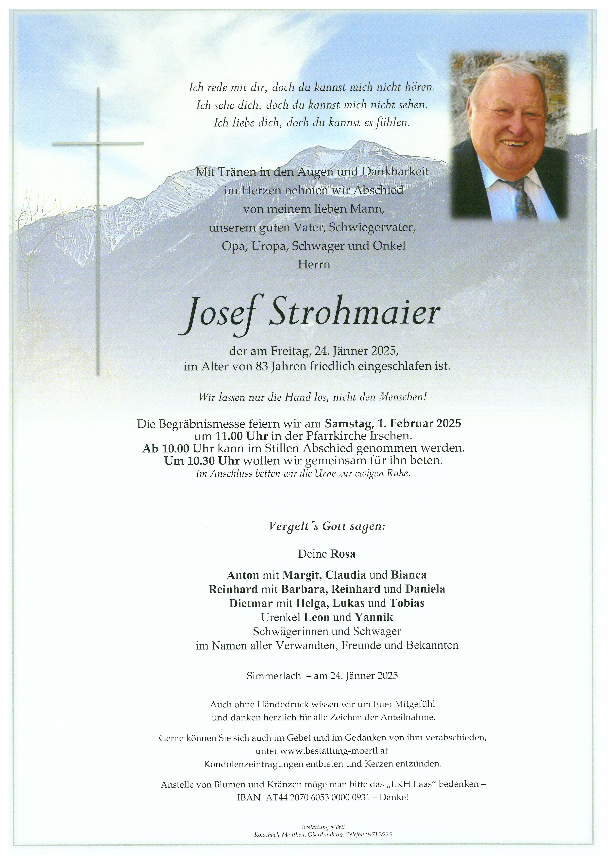 Traueranzeige von Josef Strohmaier