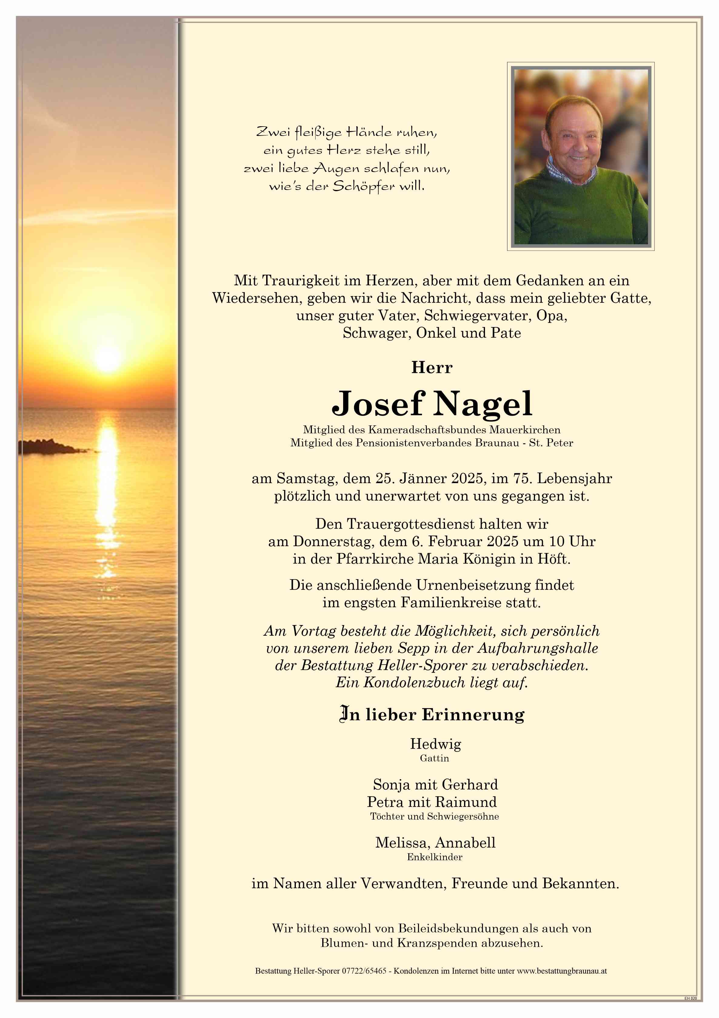 Traueranzeige von Josef Nagel