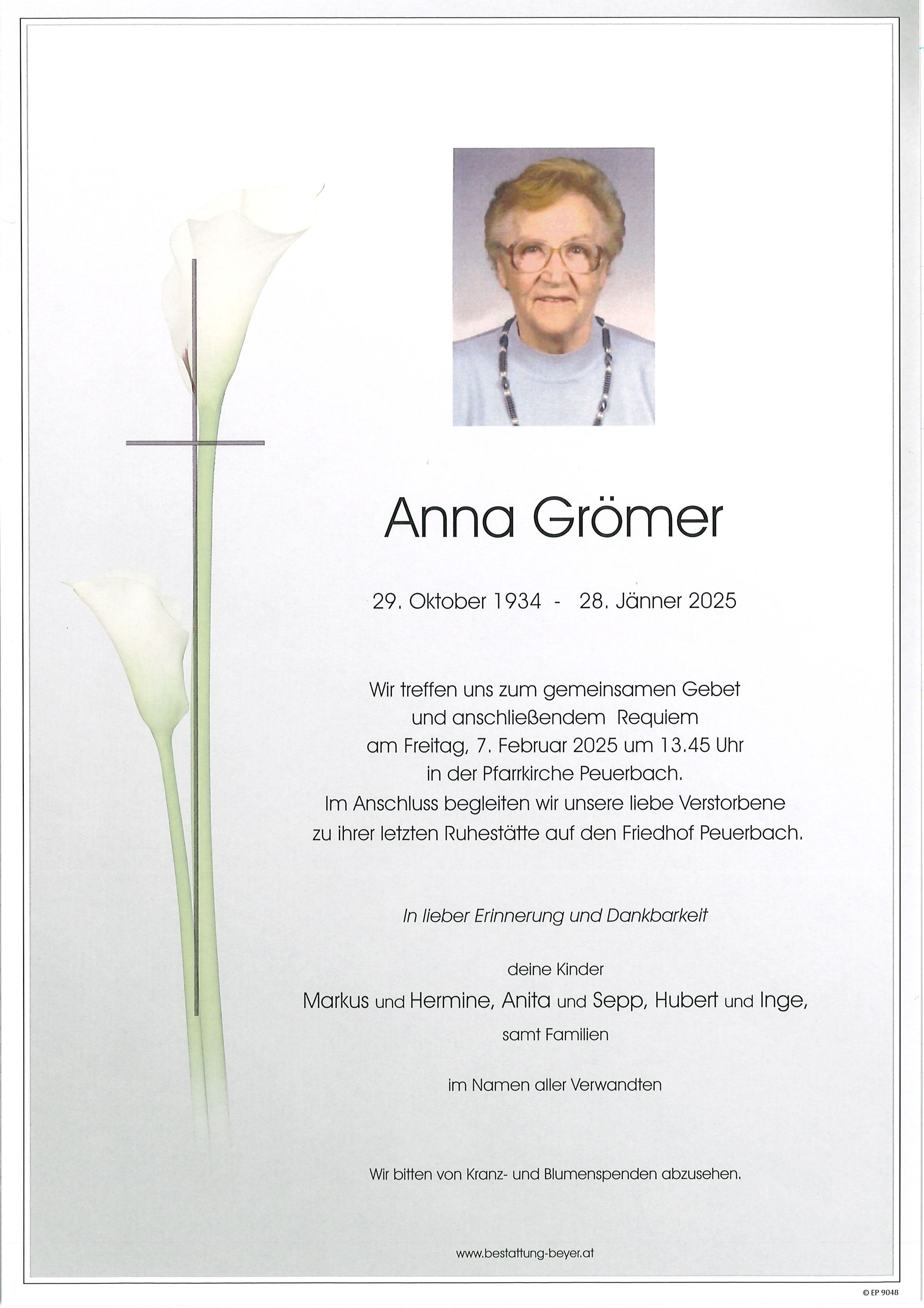 Traueranzeige von Anna Grömer