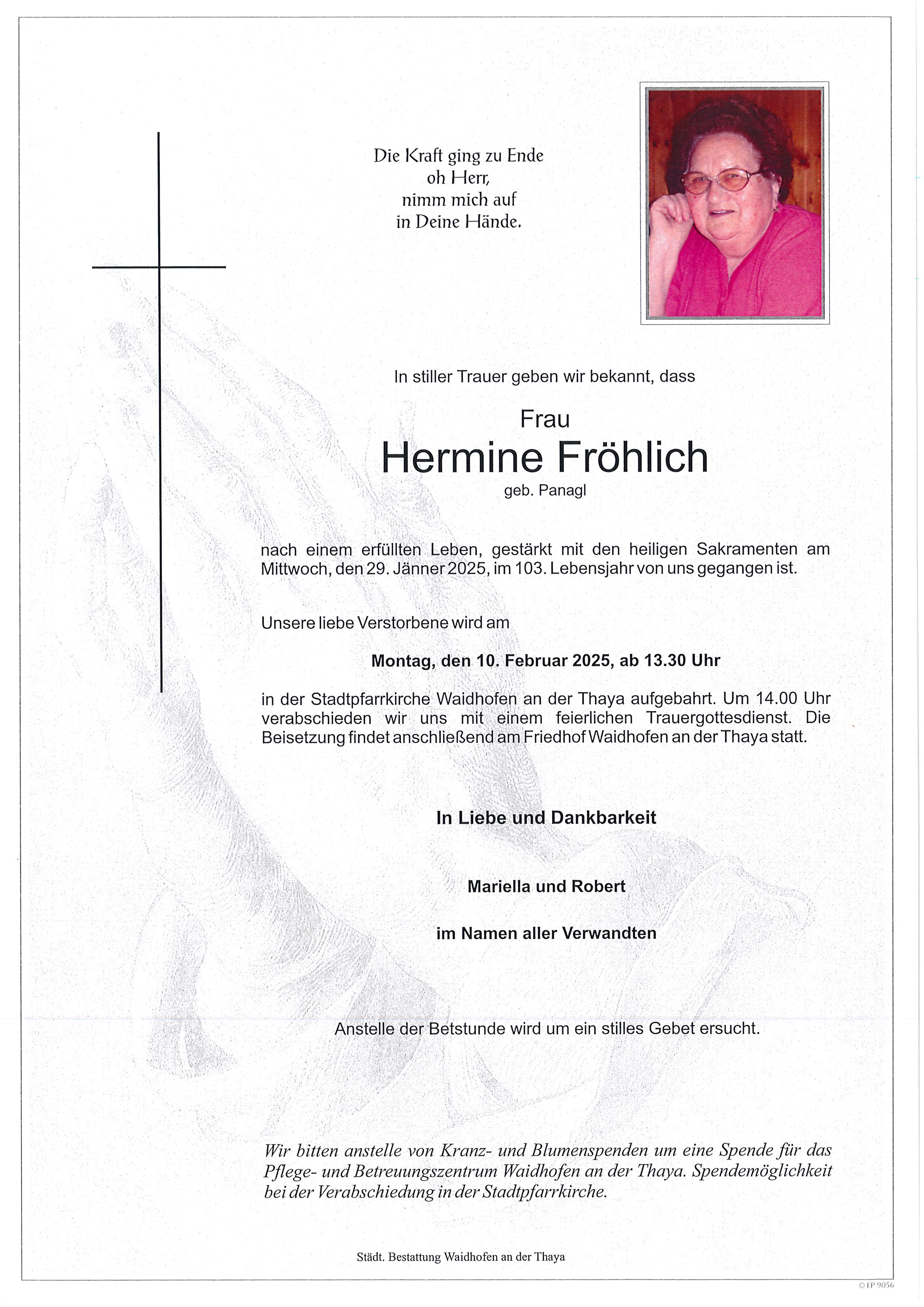 Traueranzeige von Hermine Fröhlich