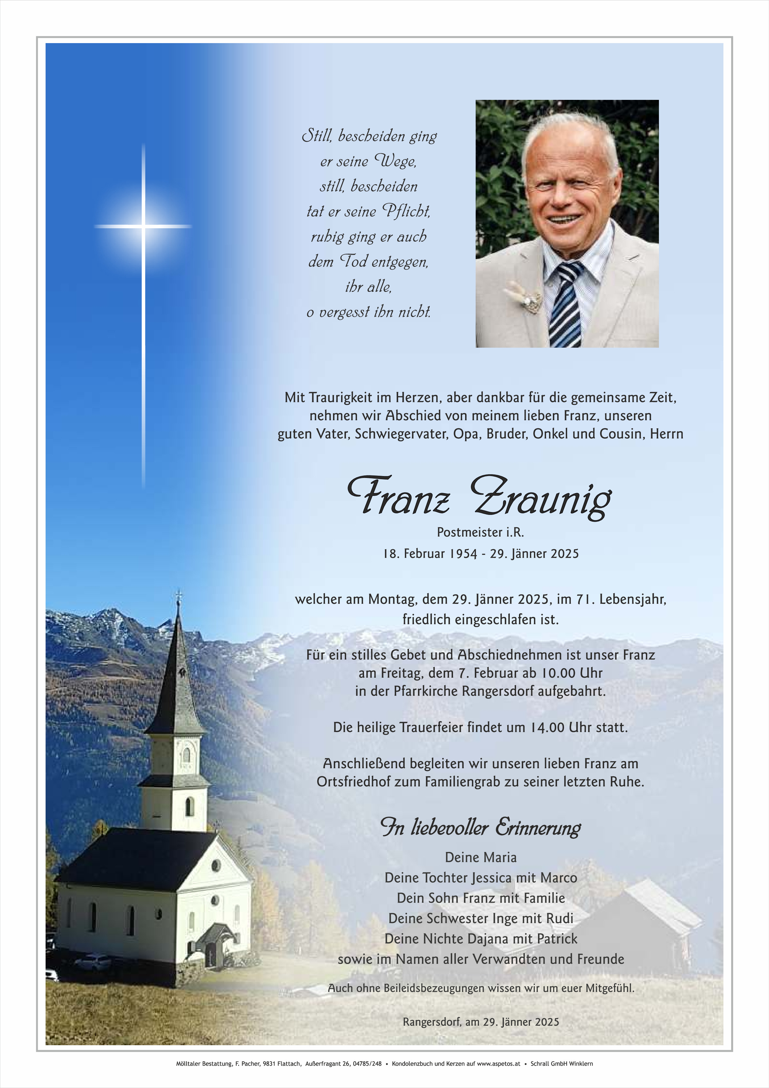 Traueranzeige von Franz Zraunig