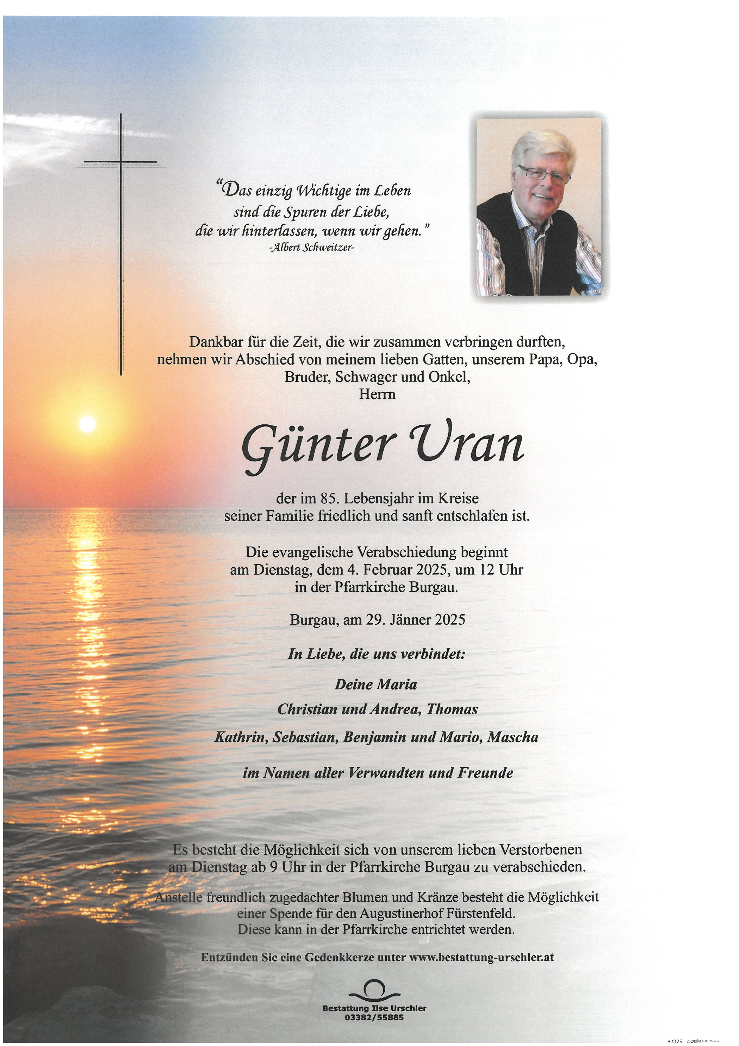Traueranzeige von Günter Uran