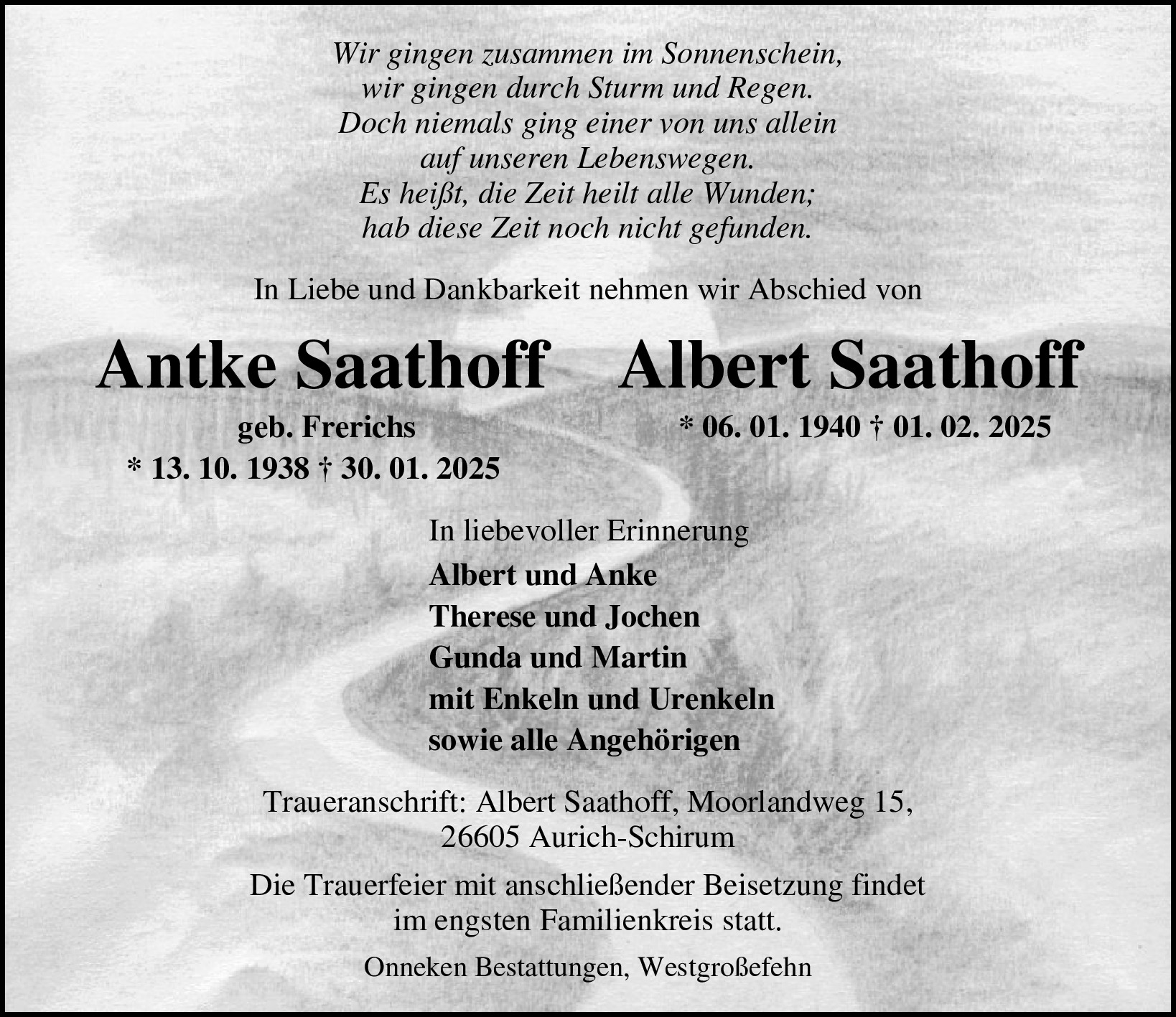 Traueranzeige von Albert Saathoff
