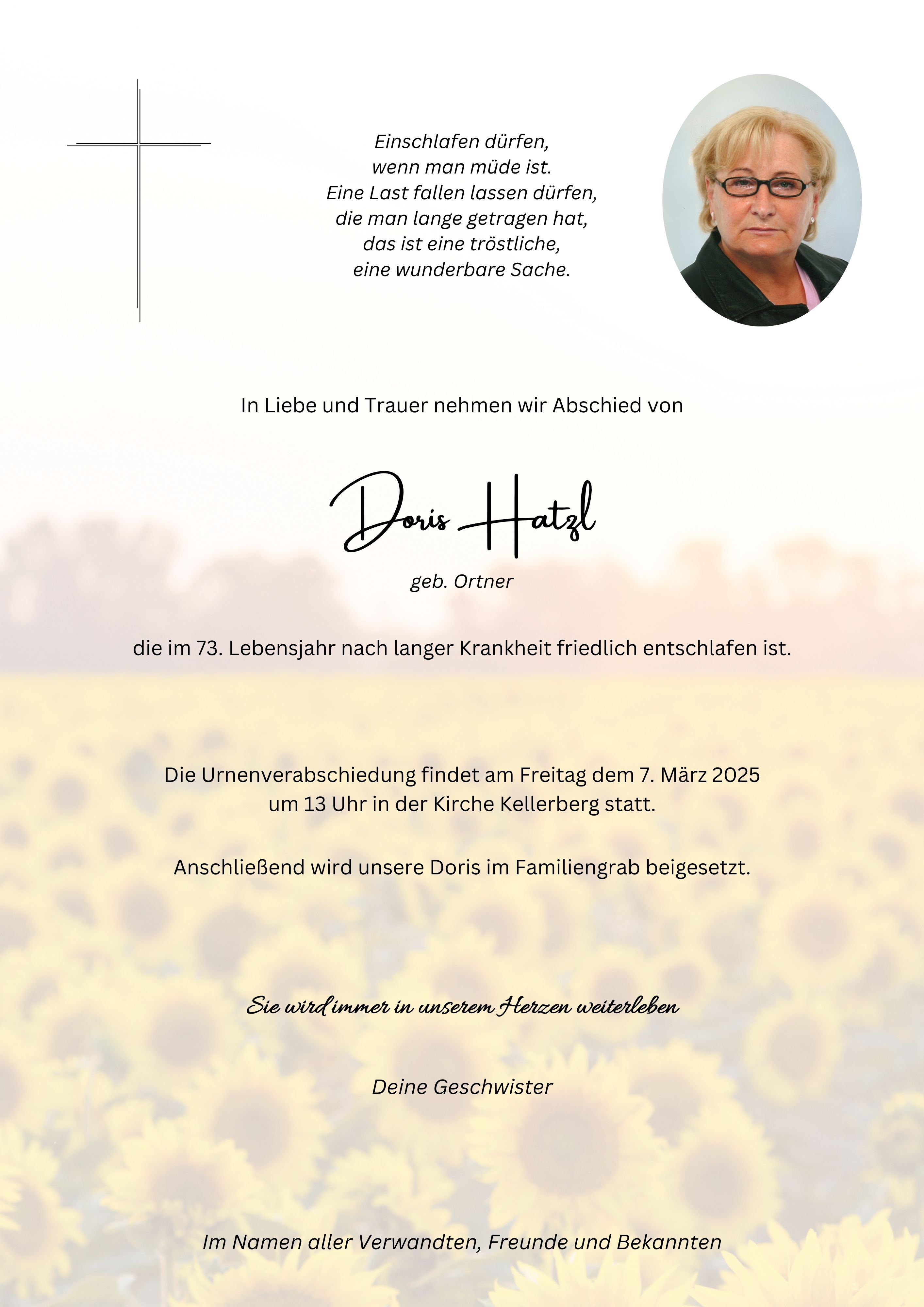 Traueranzeige von Doris Hatzl