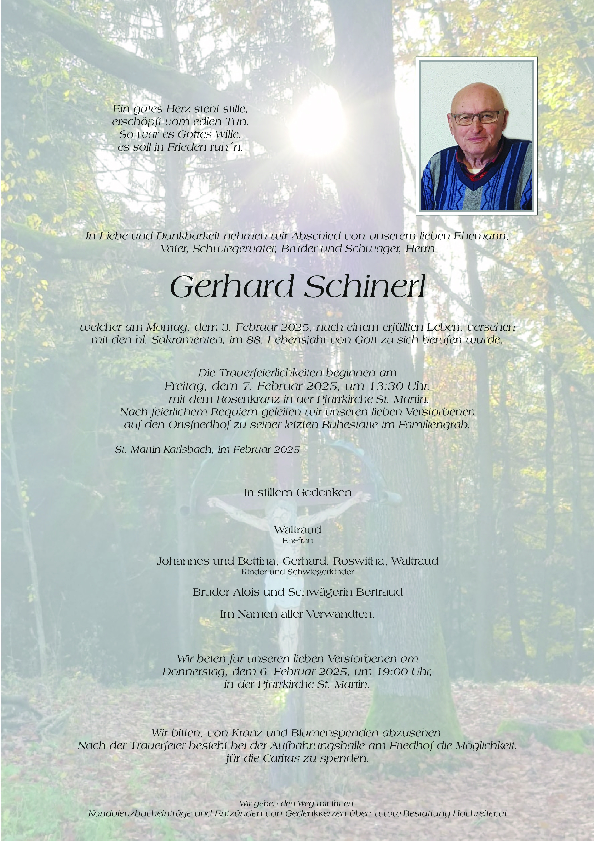 Traueranzeige von Gerhard Schinerl