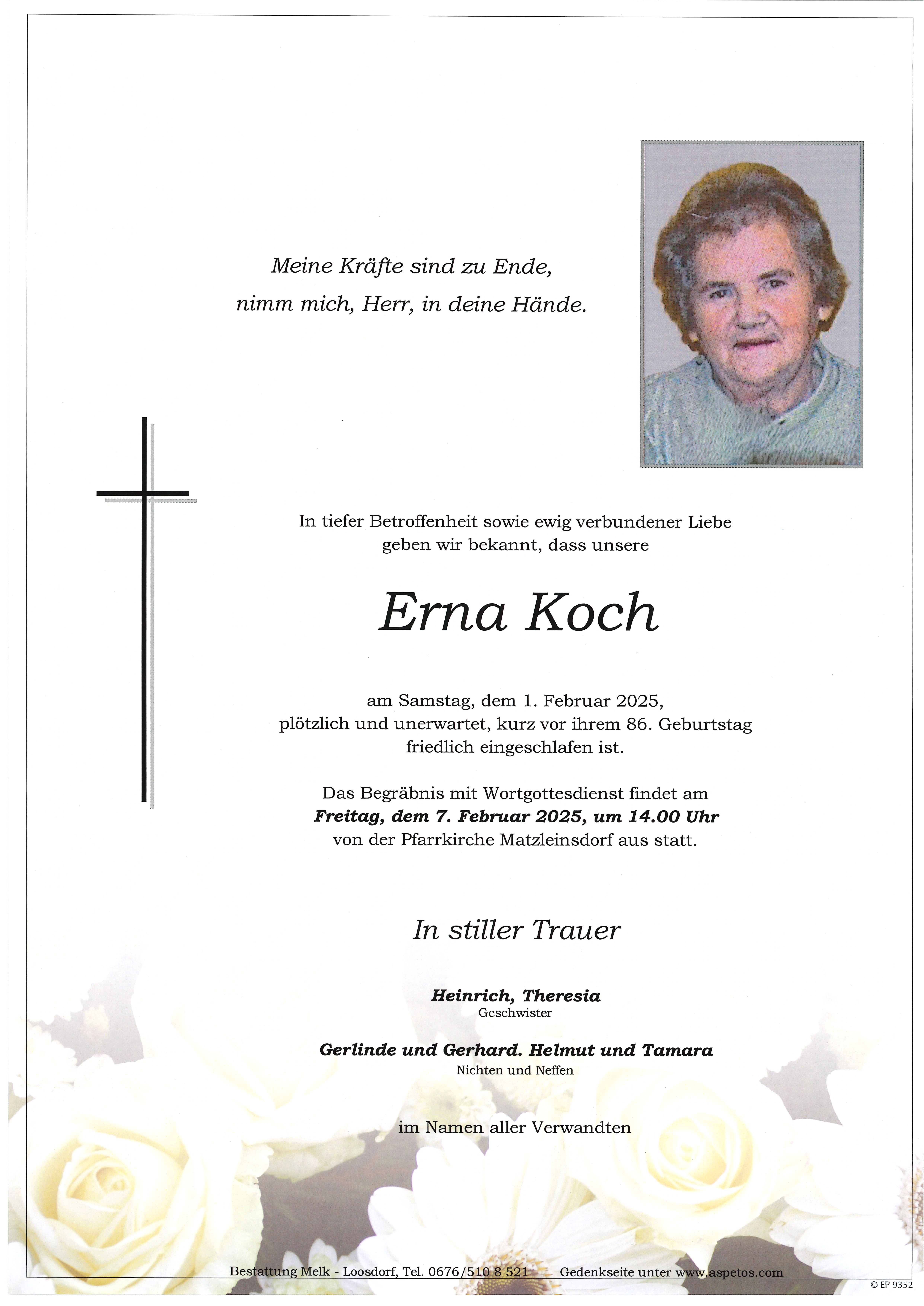 Traueranzeige von Erna Koch