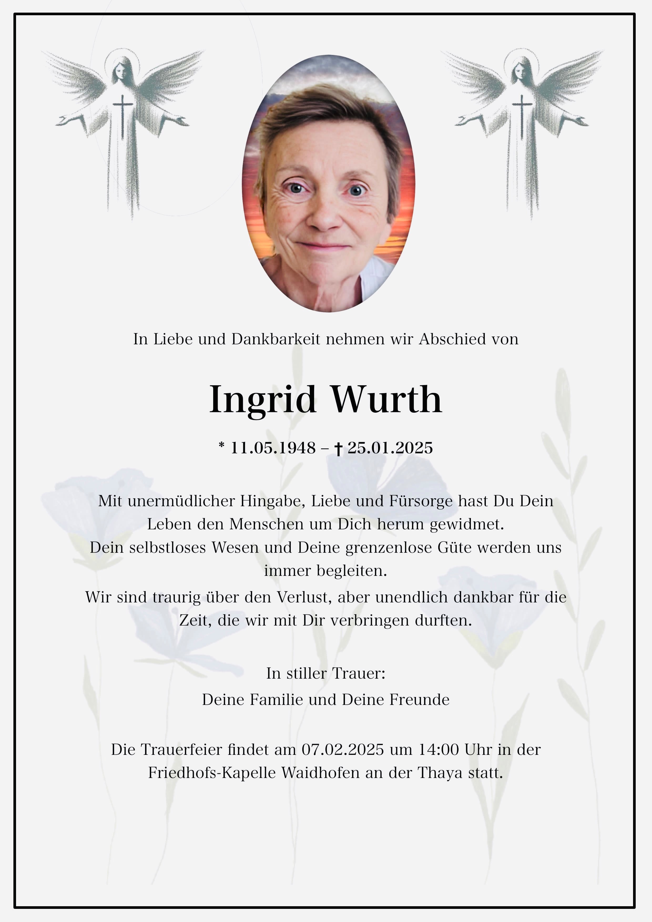 Traueranzeige von Ingrid Wurth