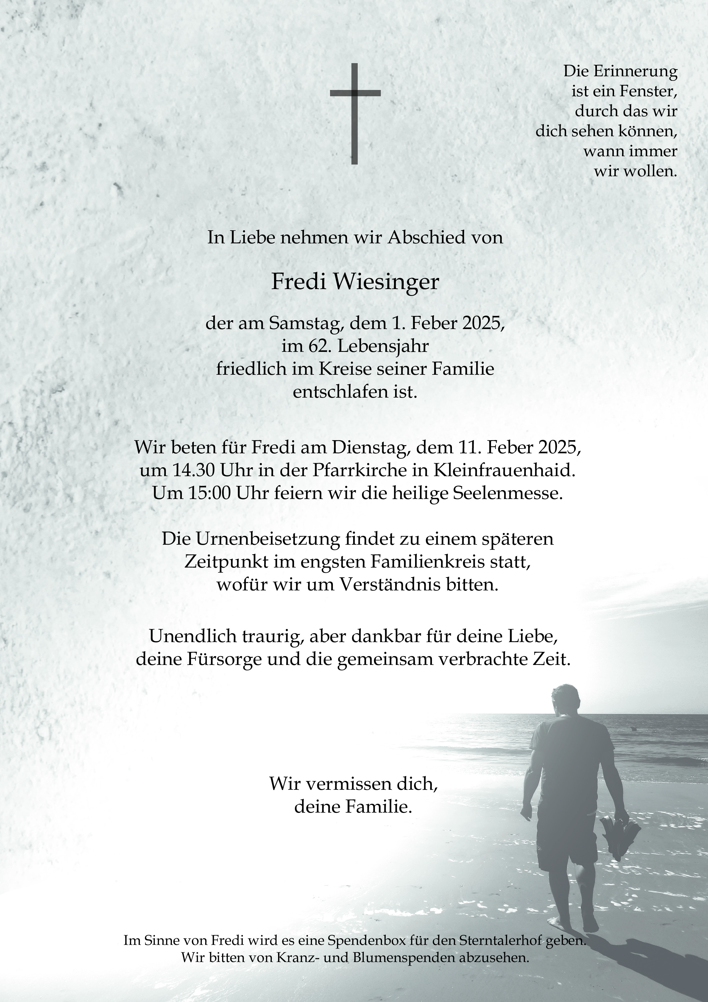 Traueranzeige von Wiesinger Alfred