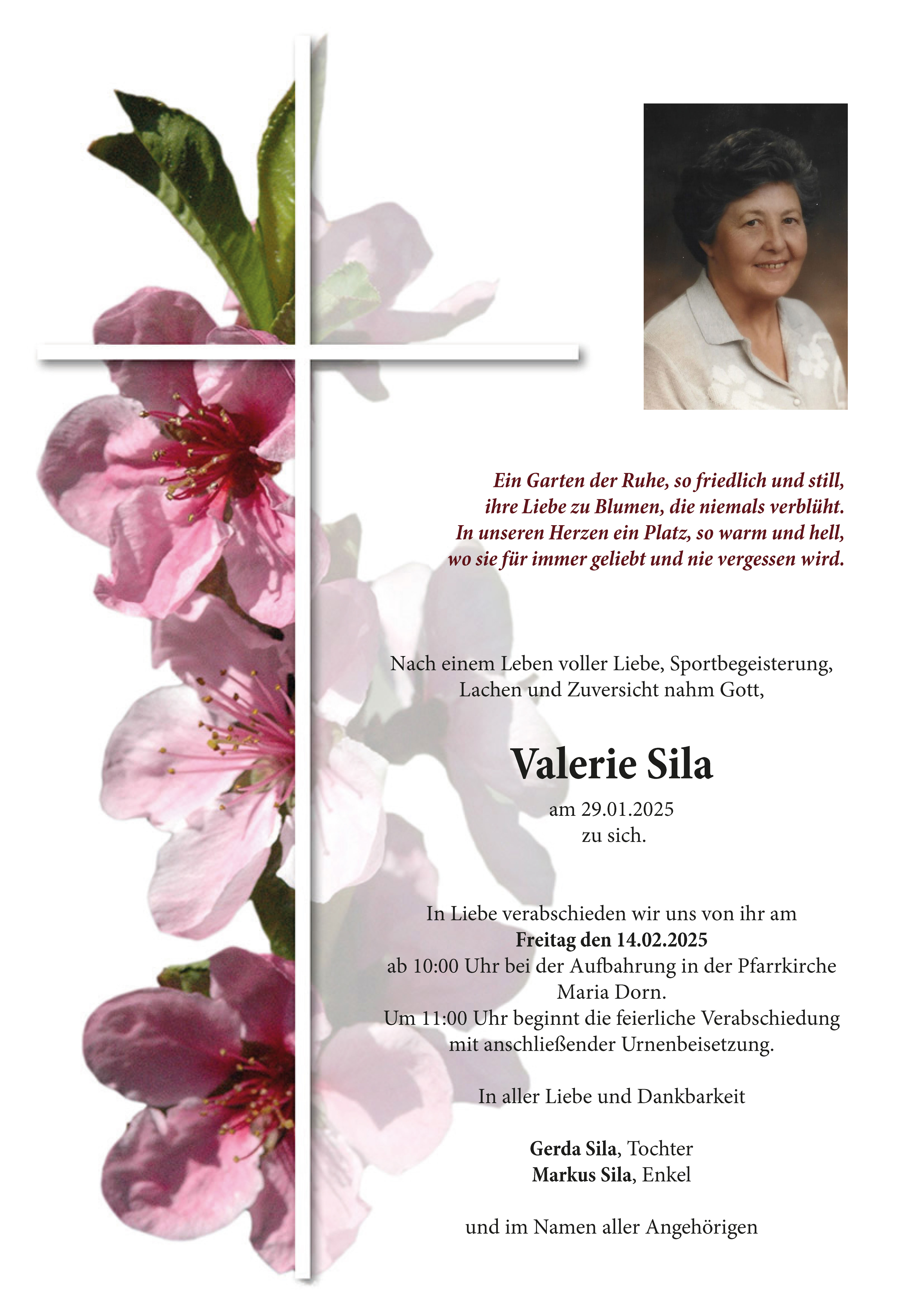 Traueranzeige von Valerie Sila