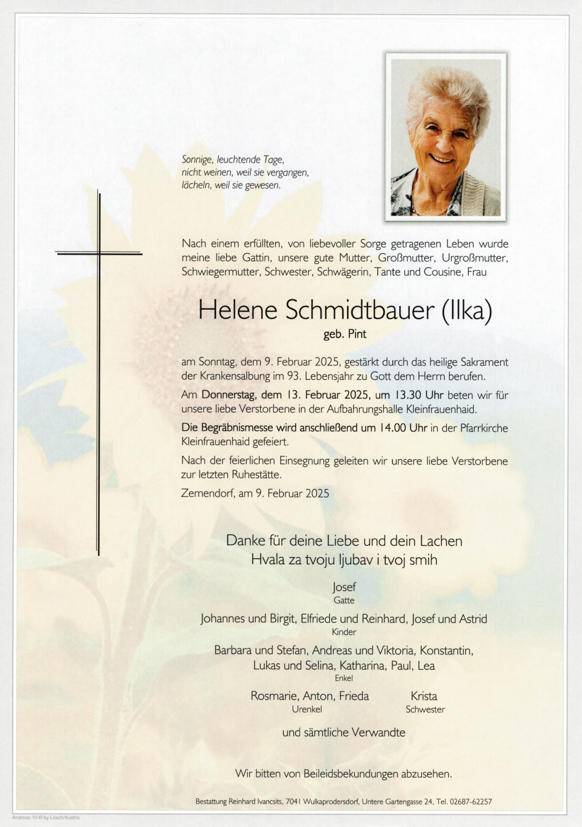 Traueranzeige von Helene Schmidtbauer