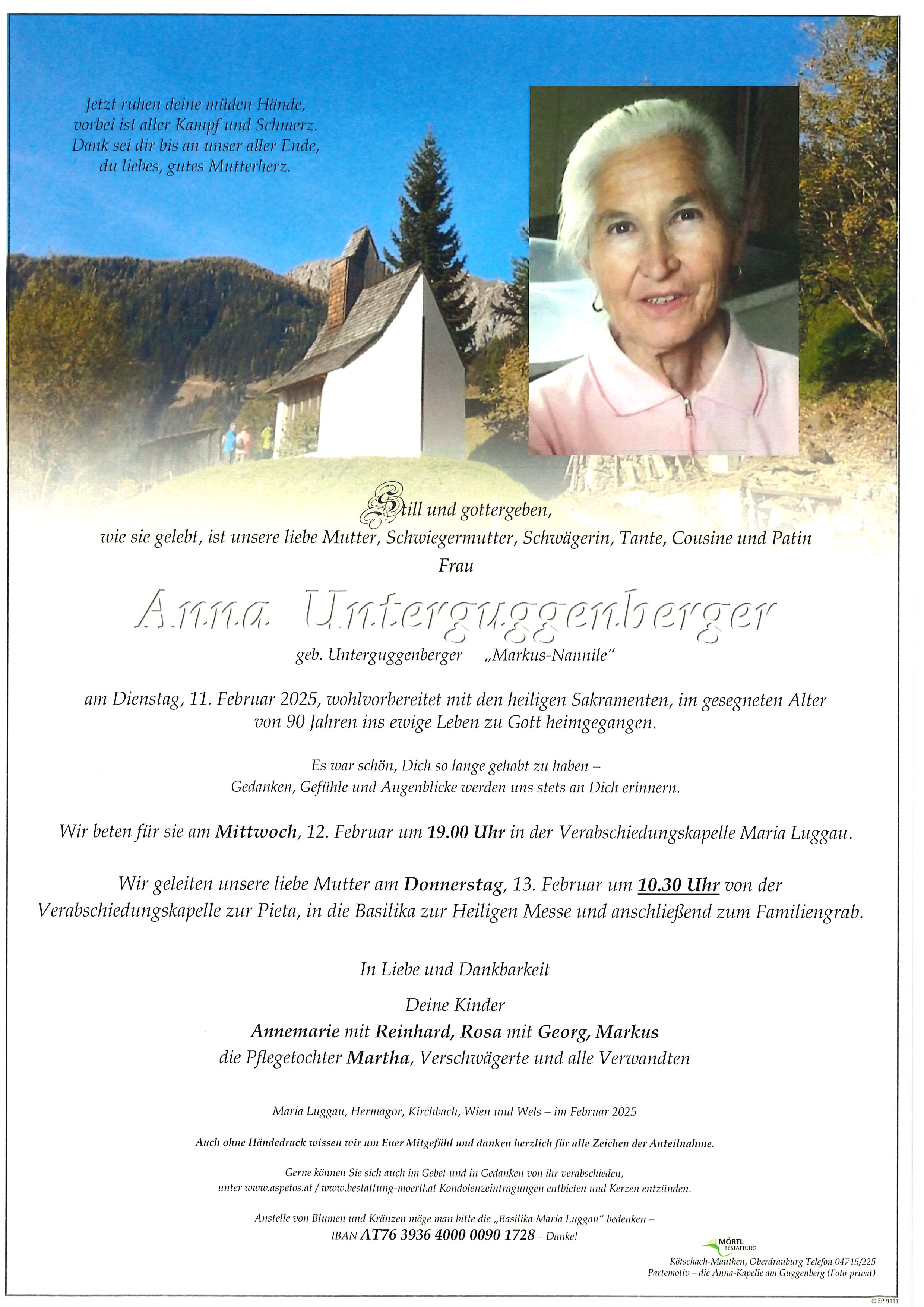 Traueranzeige von Anna Unterguggenberger
