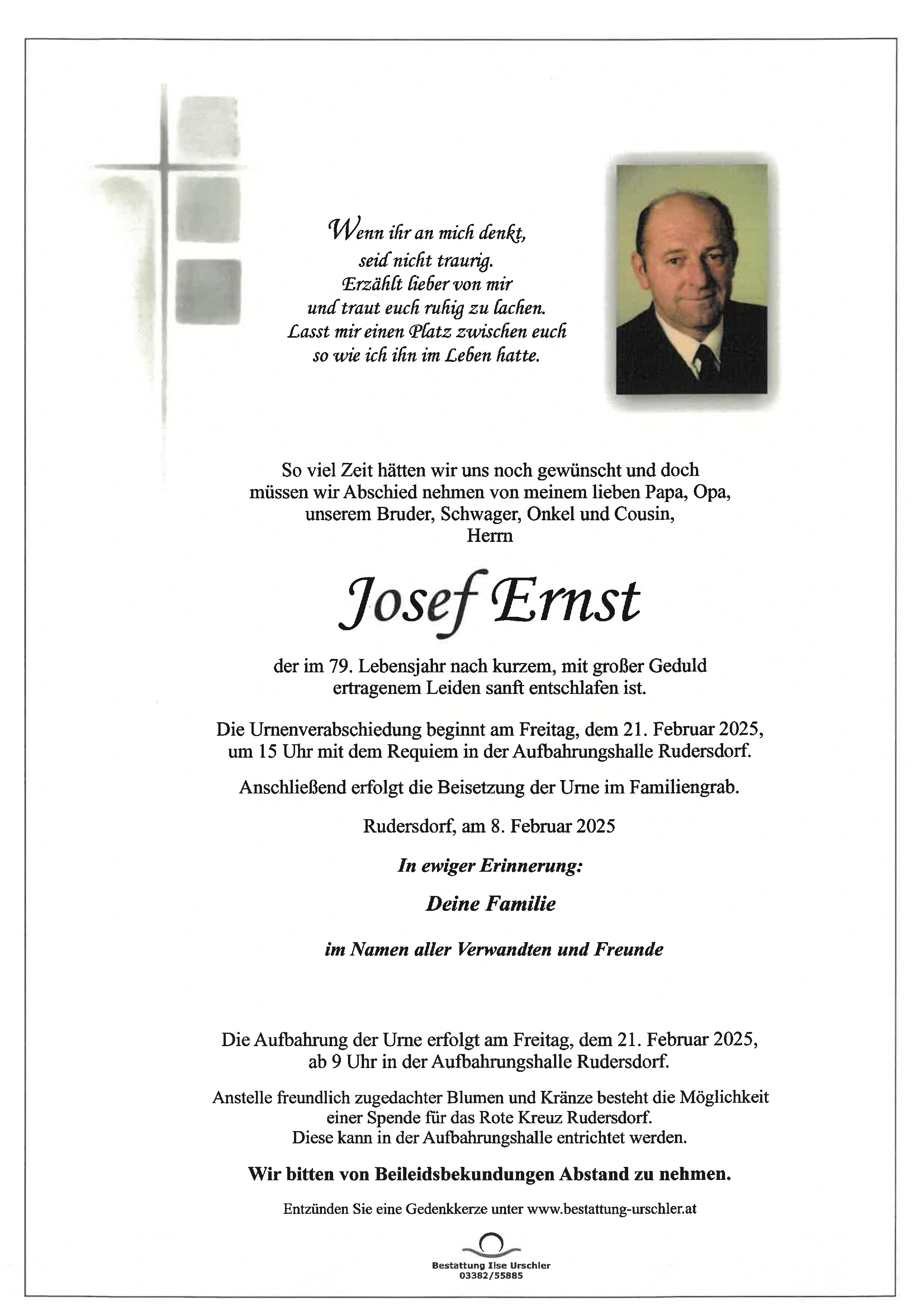 Traueranzeige von Josef Ernst