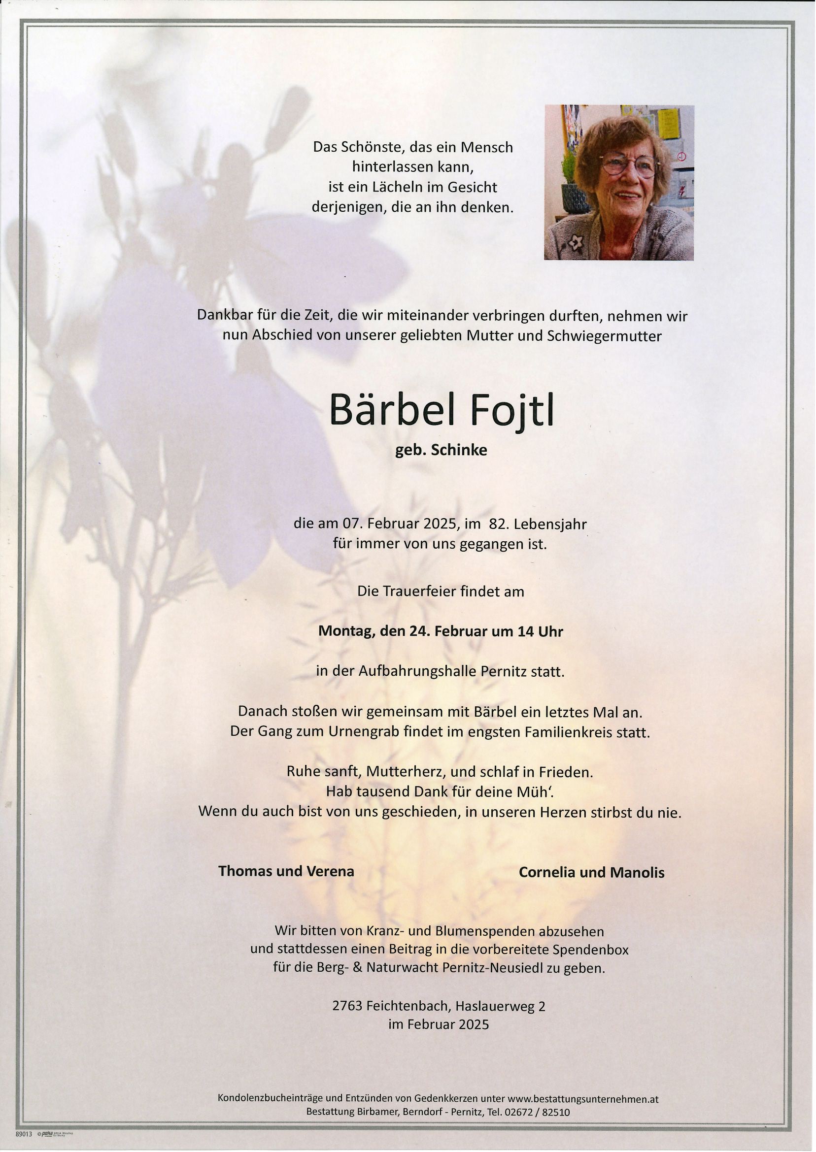 Traueranzeige von Bärbel Fojtl