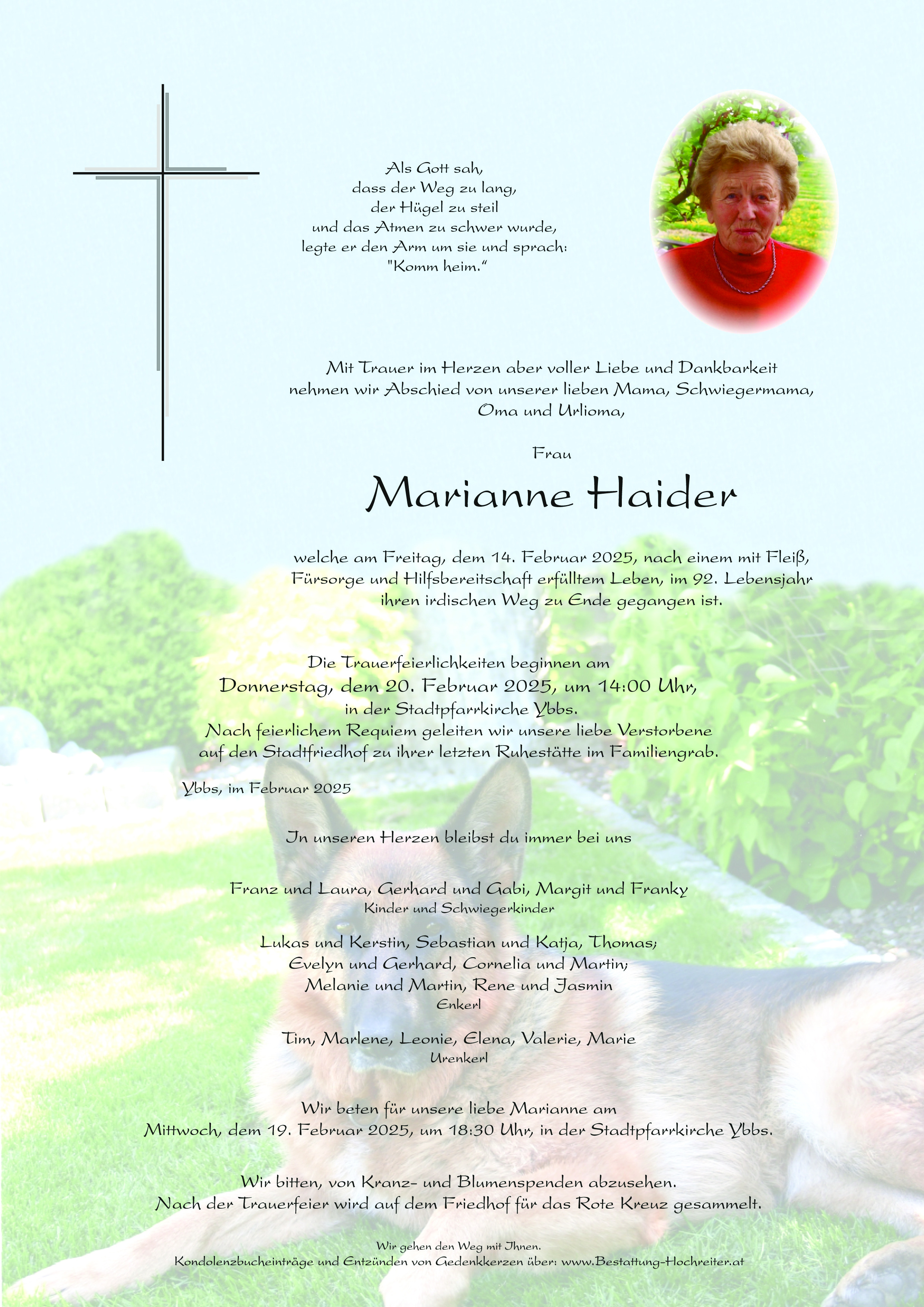 Traueranzeige von Marianne Haider