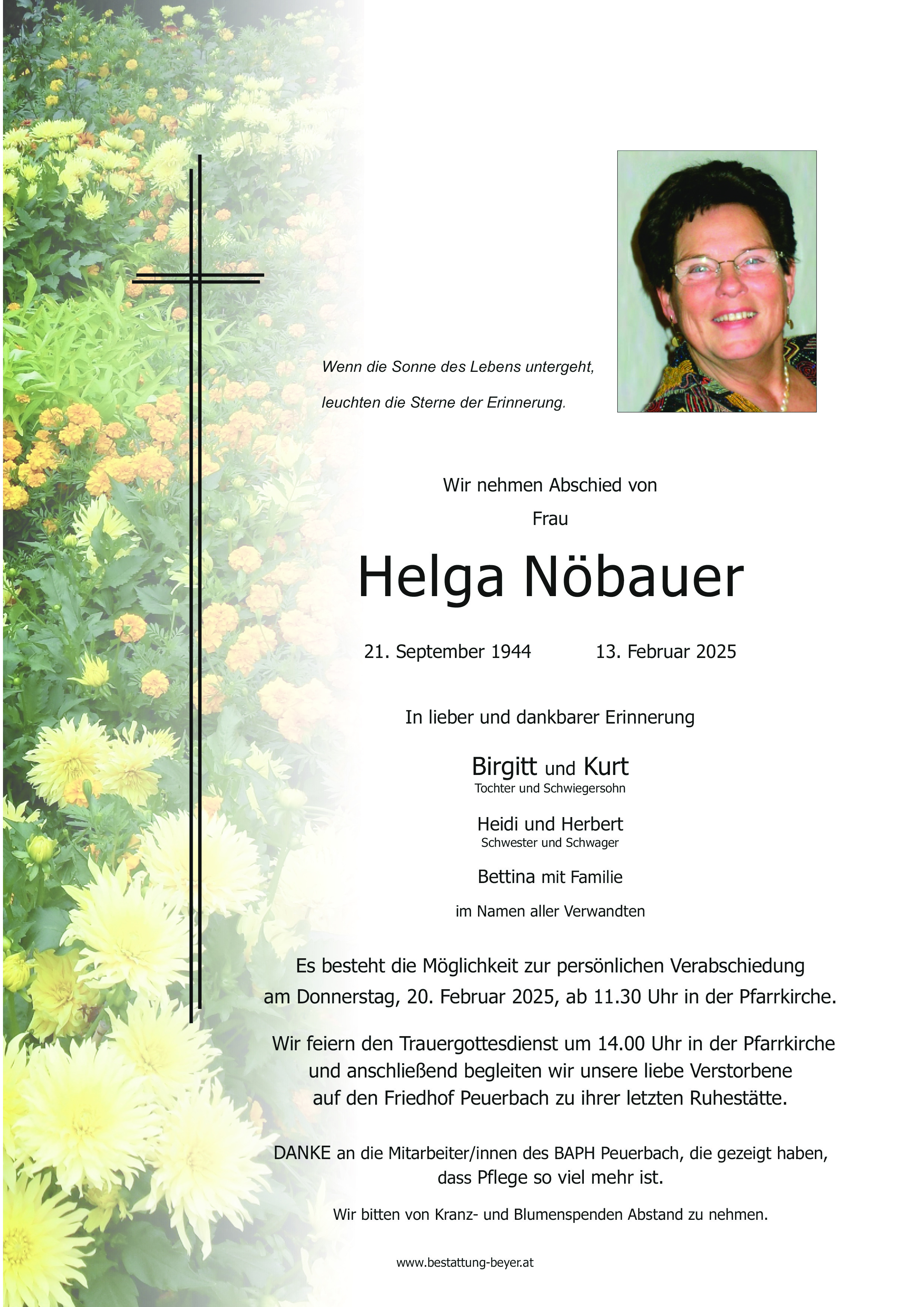 Traueranzeige von Helga Nöbauer
