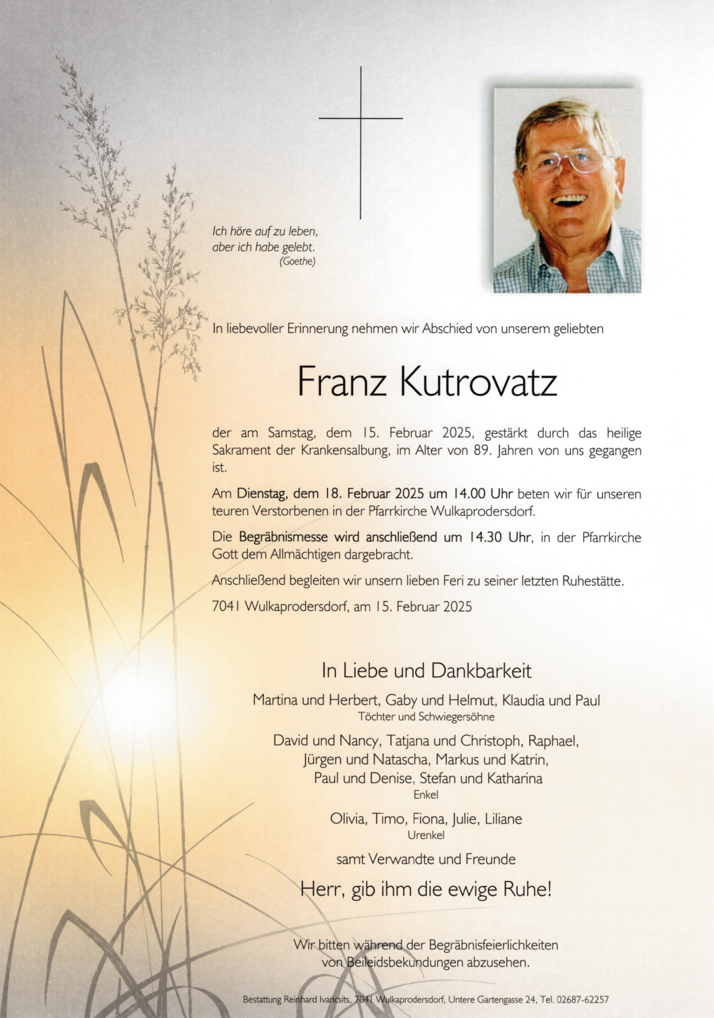 Traueranzeige von Franz Kutrovatz